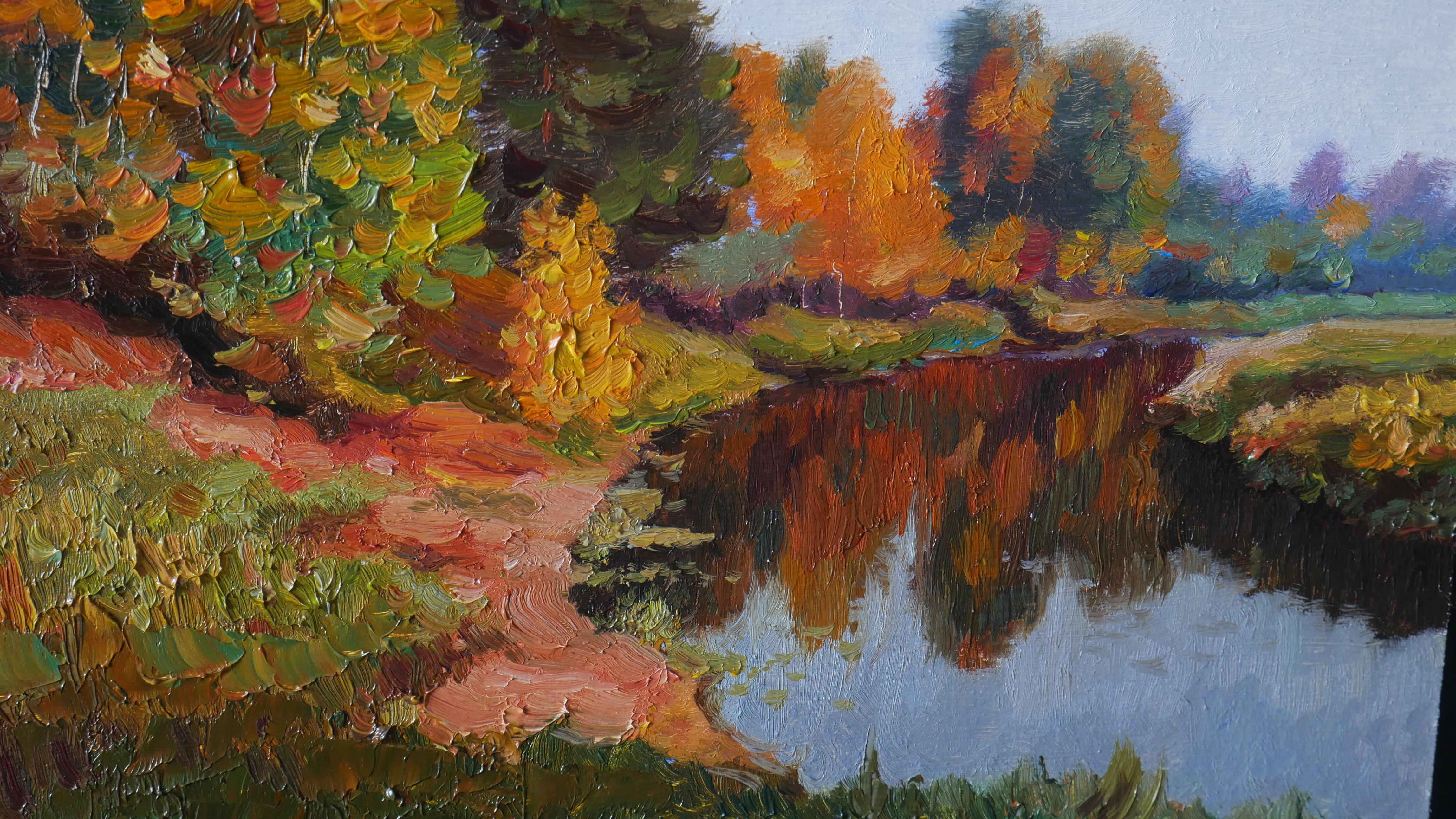 I colori dell'autunno - Landscape Painting Marrone di Nikolay Dmitriev