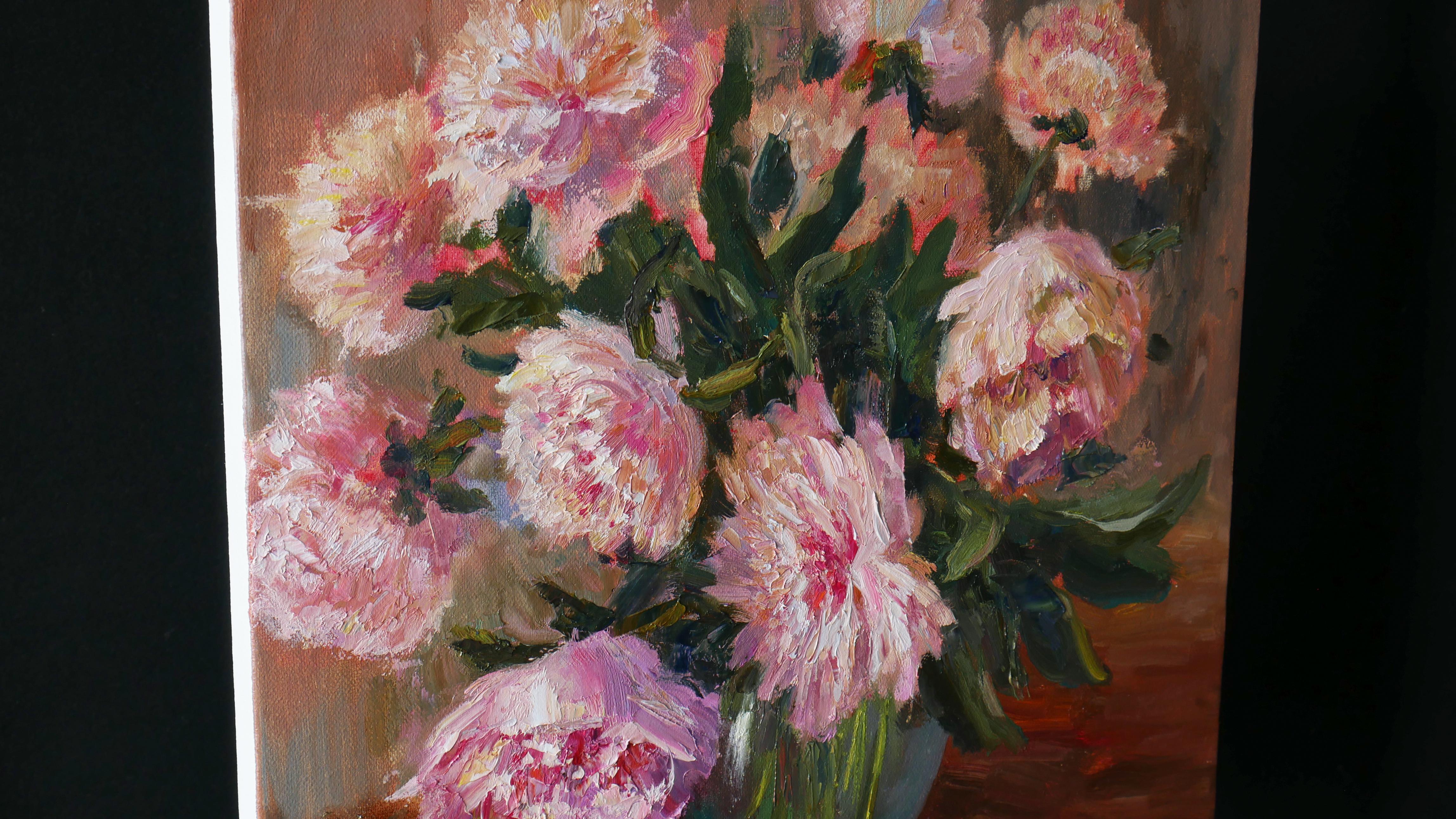 Zarte Pfingstrosen (Impressionismus), Painting, von Nikolay Dmitriev