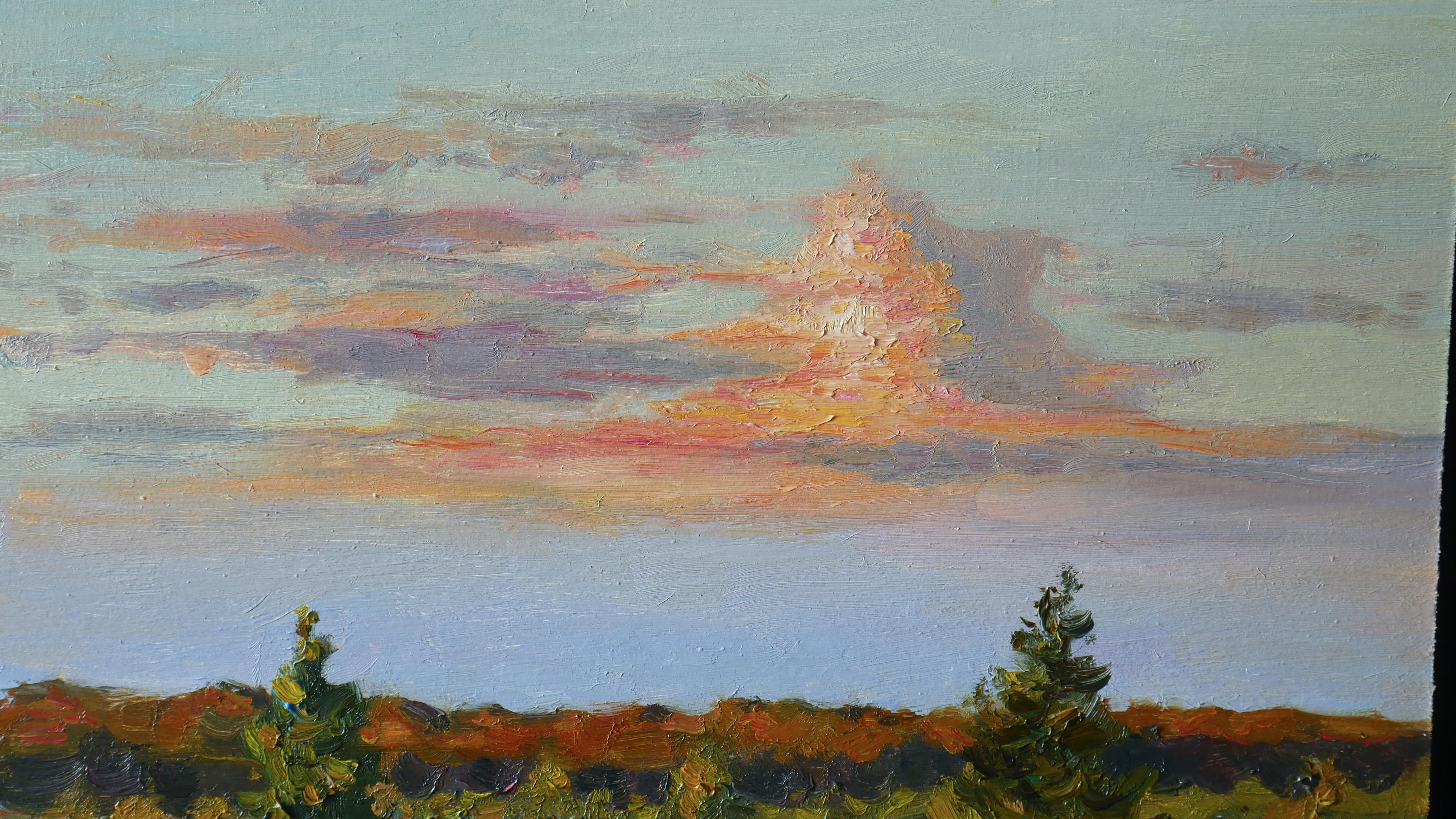 Nuvole della sera. Pittura ad olio - Landscape Painting Grigio di Nikolay Dmitriev