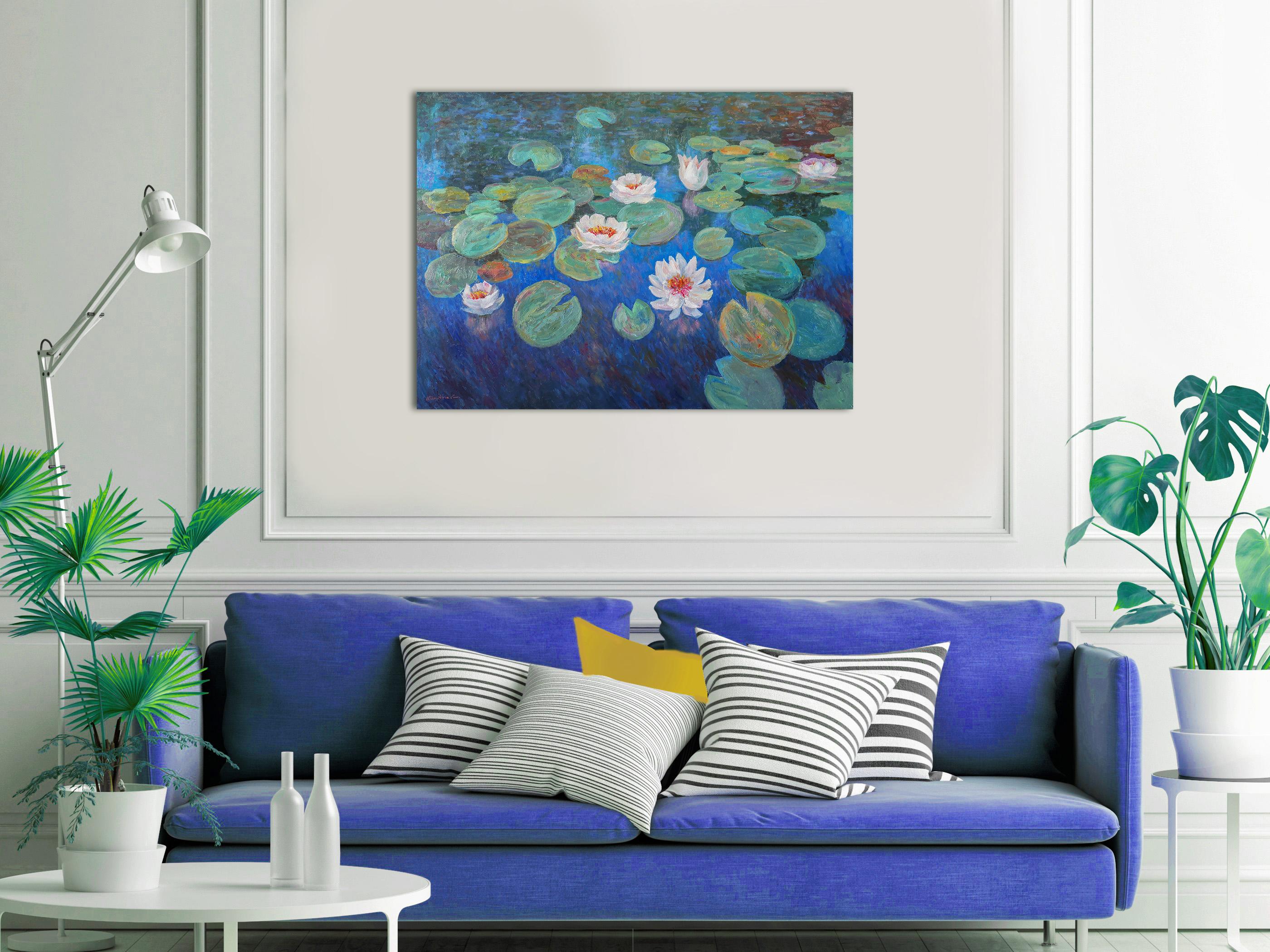 Evening Water Lilies - Painting by Nikolay Dmitriev