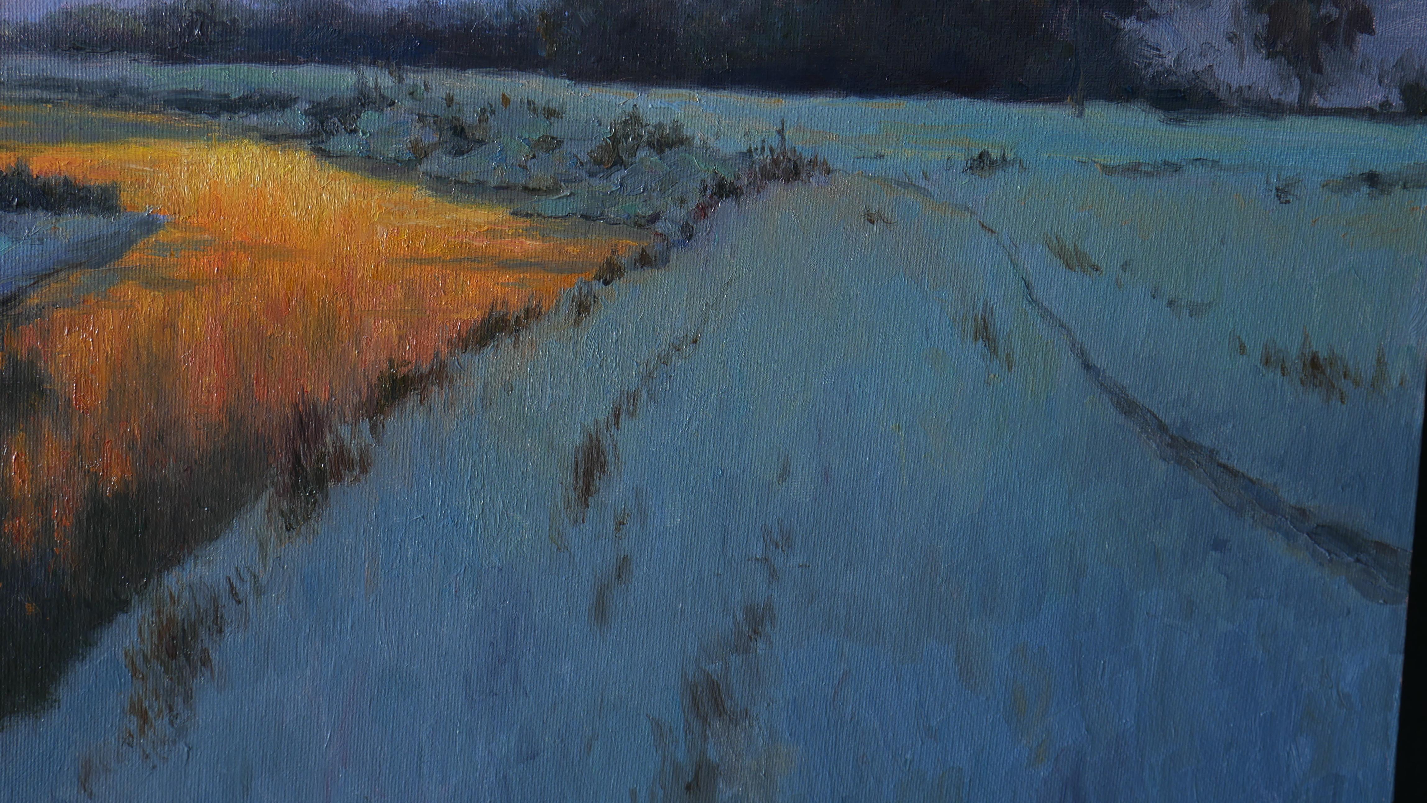 Fleeting - winter evening landscape painting For Sale 5