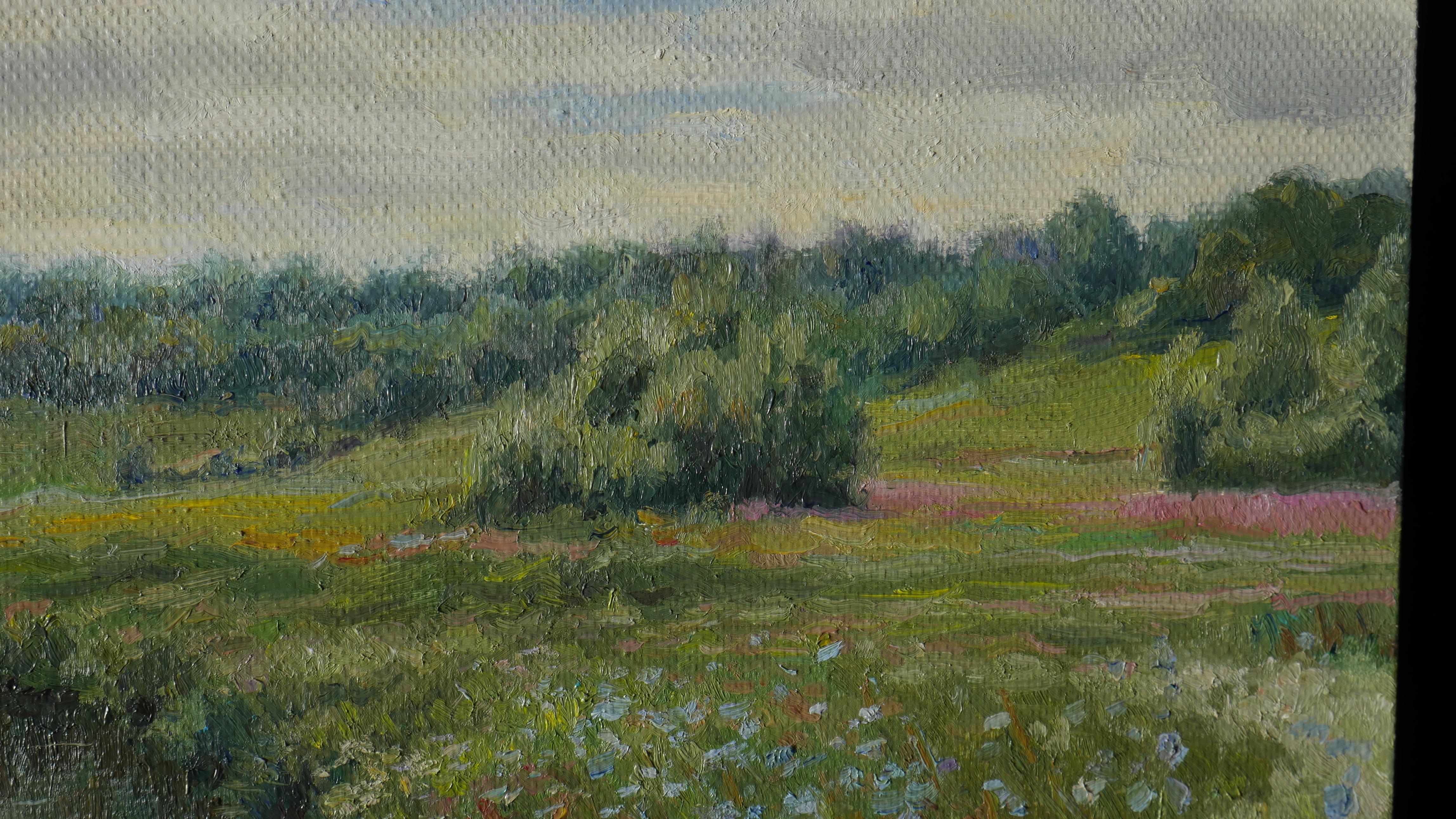 Floral Fields - summer landscape painting For Sale 3