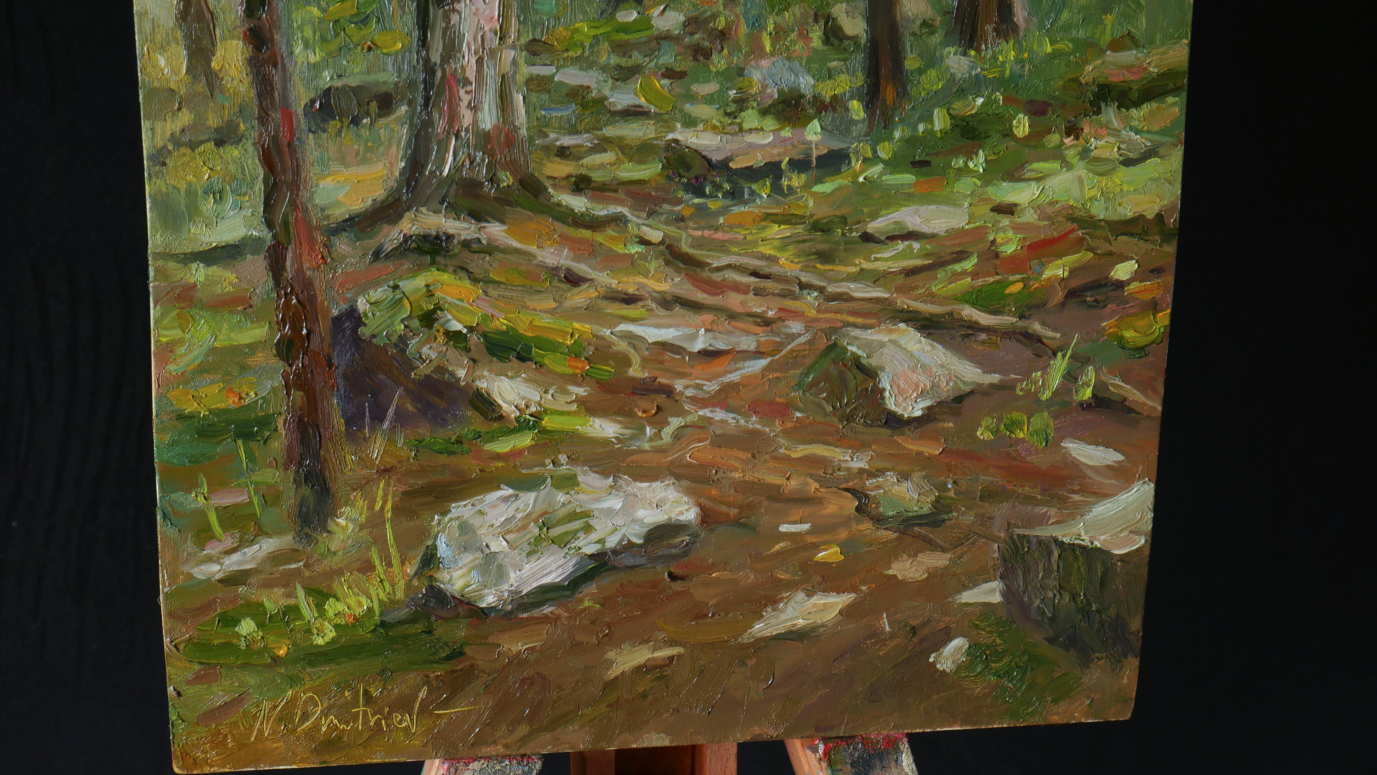Forest of stones - forest landscape painting For Sale 1