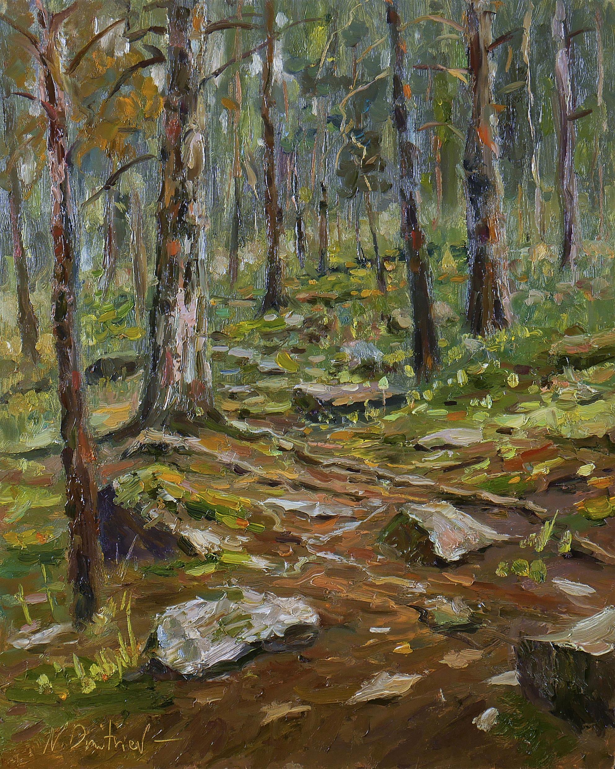 Forest of stones - forest landscape painting