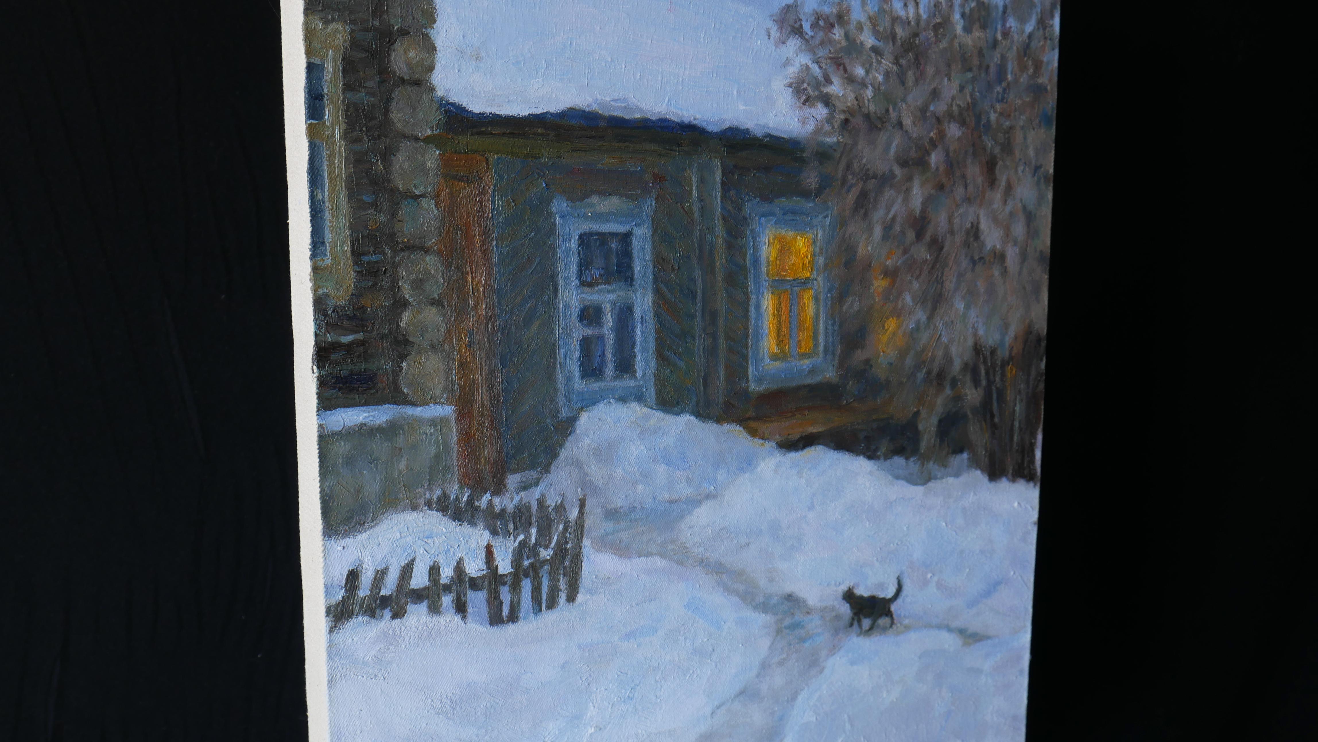 Hacia la luz - pintura de paisaje invernal - Painting Impresionista de Nikolay Dmitriev