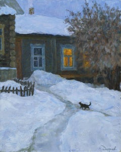 Hacia la luz - pintura de paisaje invernal