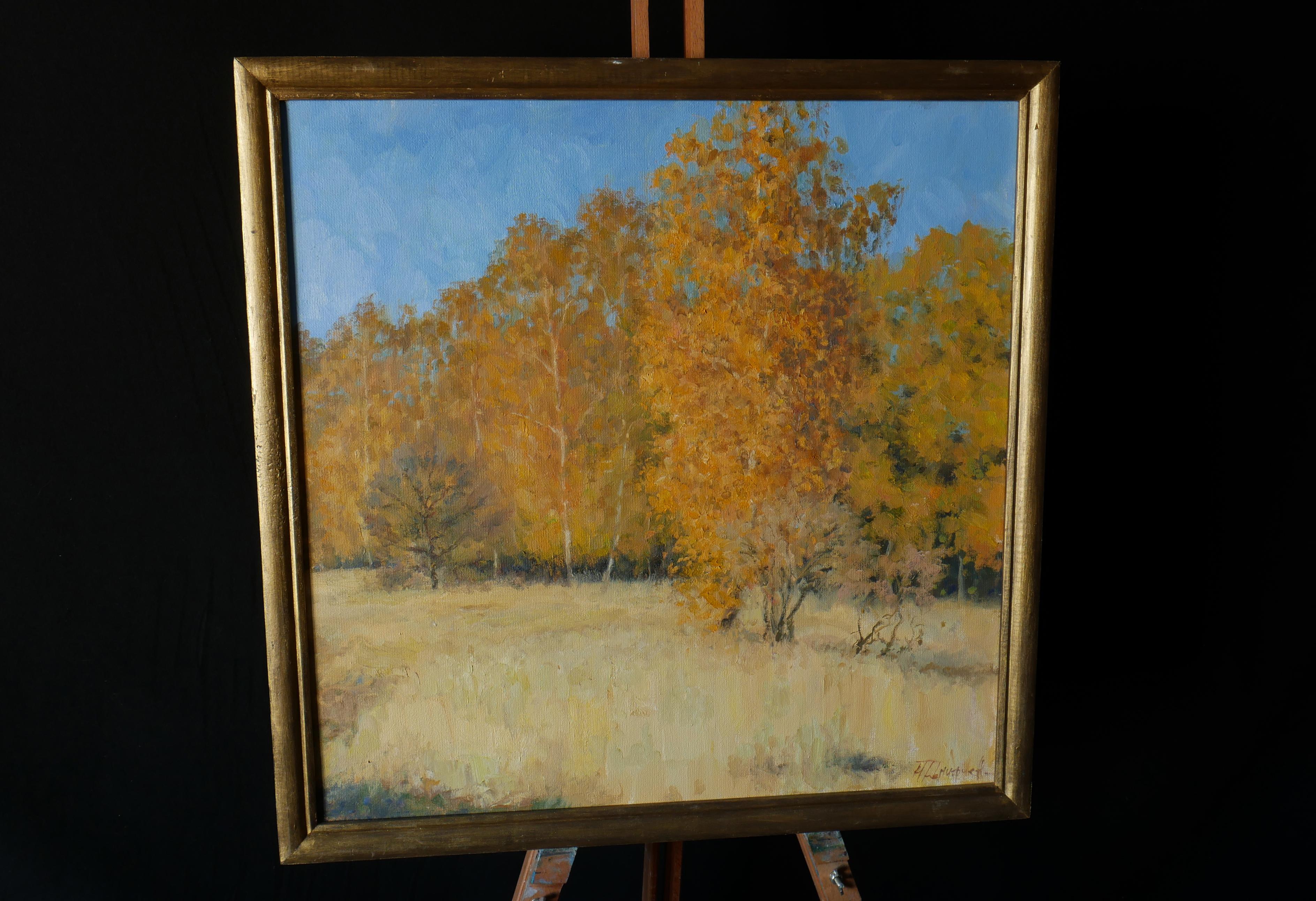 Gold Of Autumn - sunny autumn landscape painting - Painting by Nikolay Dmitriev