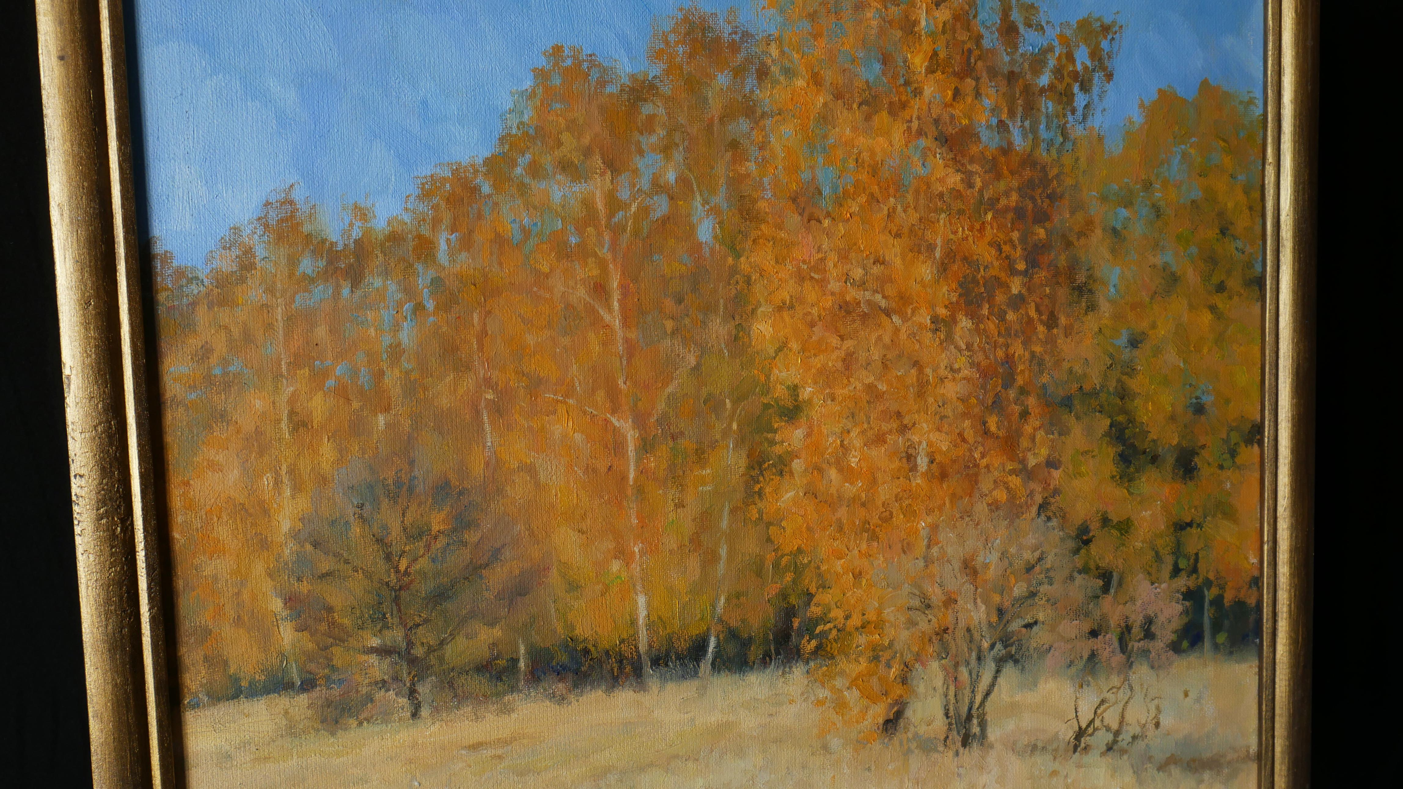 Gold Of Autumn - sunny autumn landscape painting - Impressionist Painting by Nikolay Dmitriev