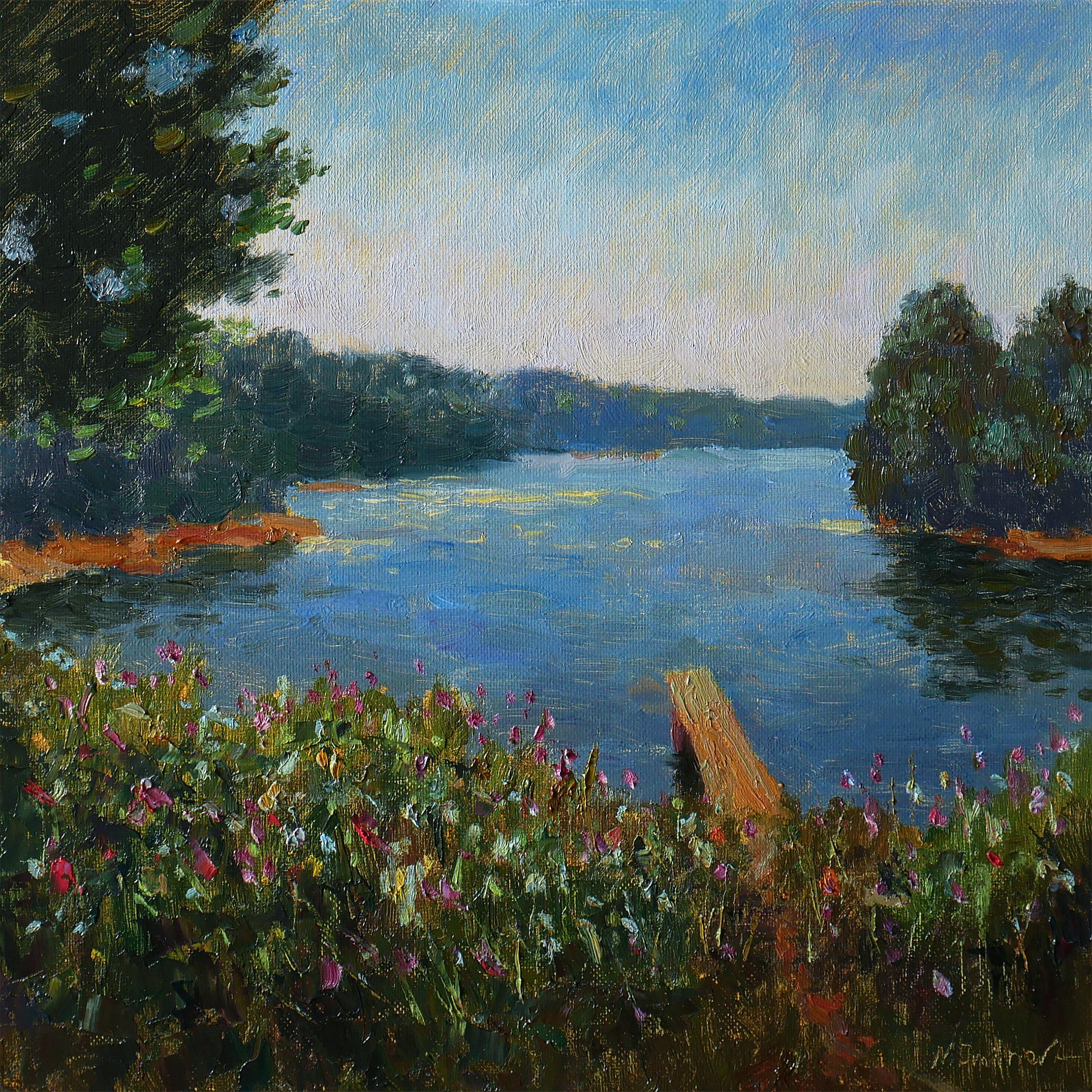 Nikolay Dmitriev Interior Painting - Hot Midday - original summer landscape, painting