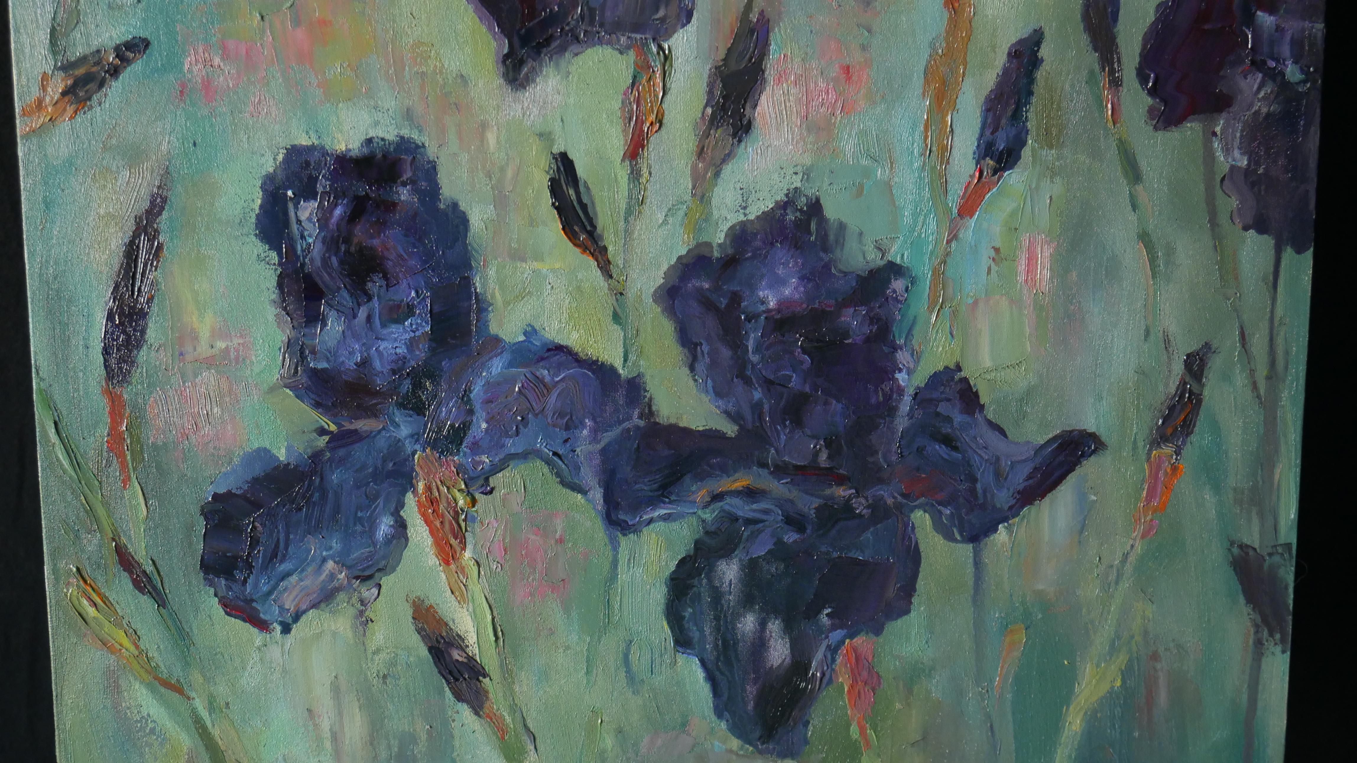Irises Black Dragon - stylish iris painting For Sale 1