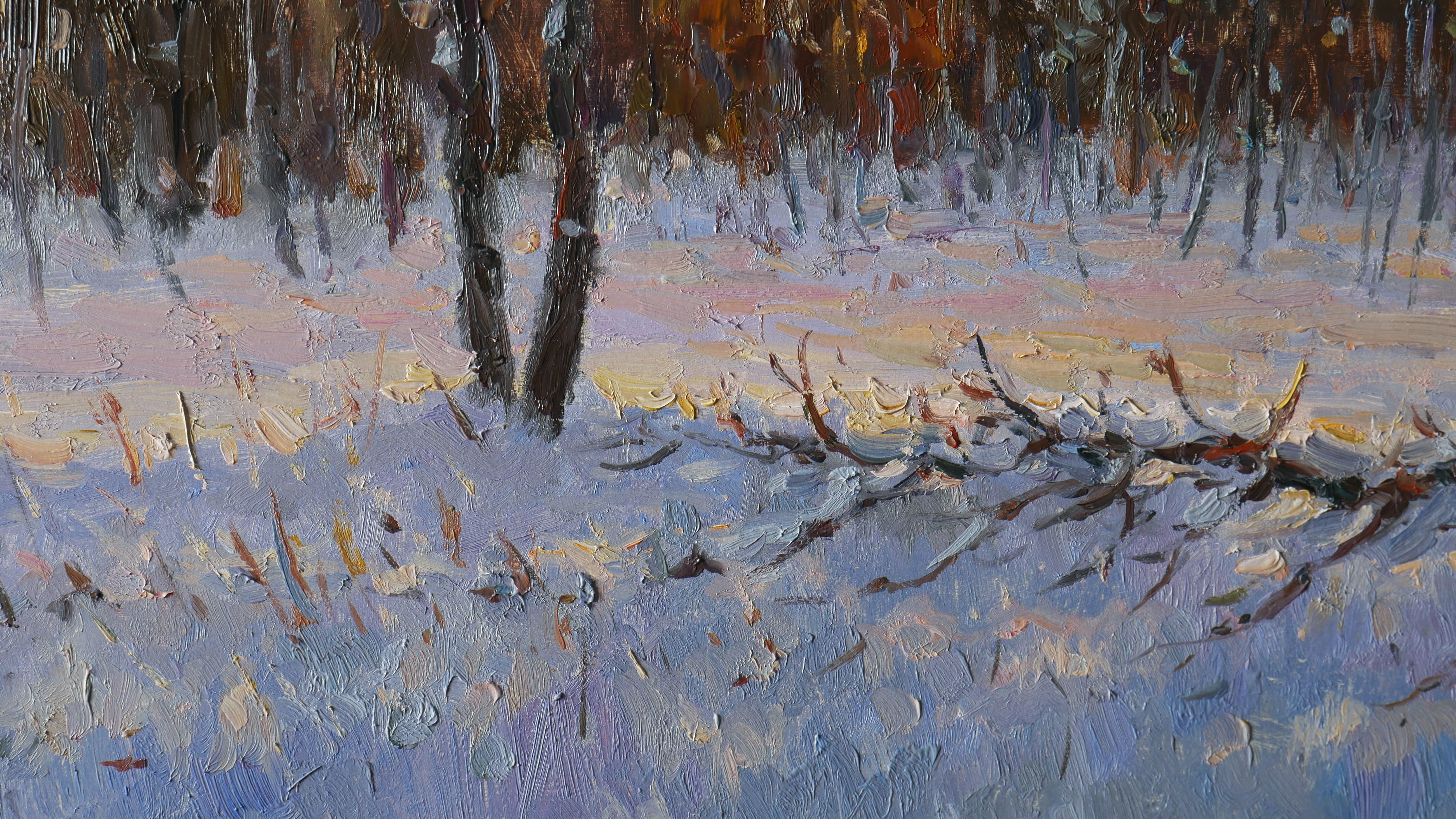January Evening - winter landscape painting For Sale 3