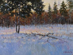 Tableau de soirée de janvier - paysage d'hiver