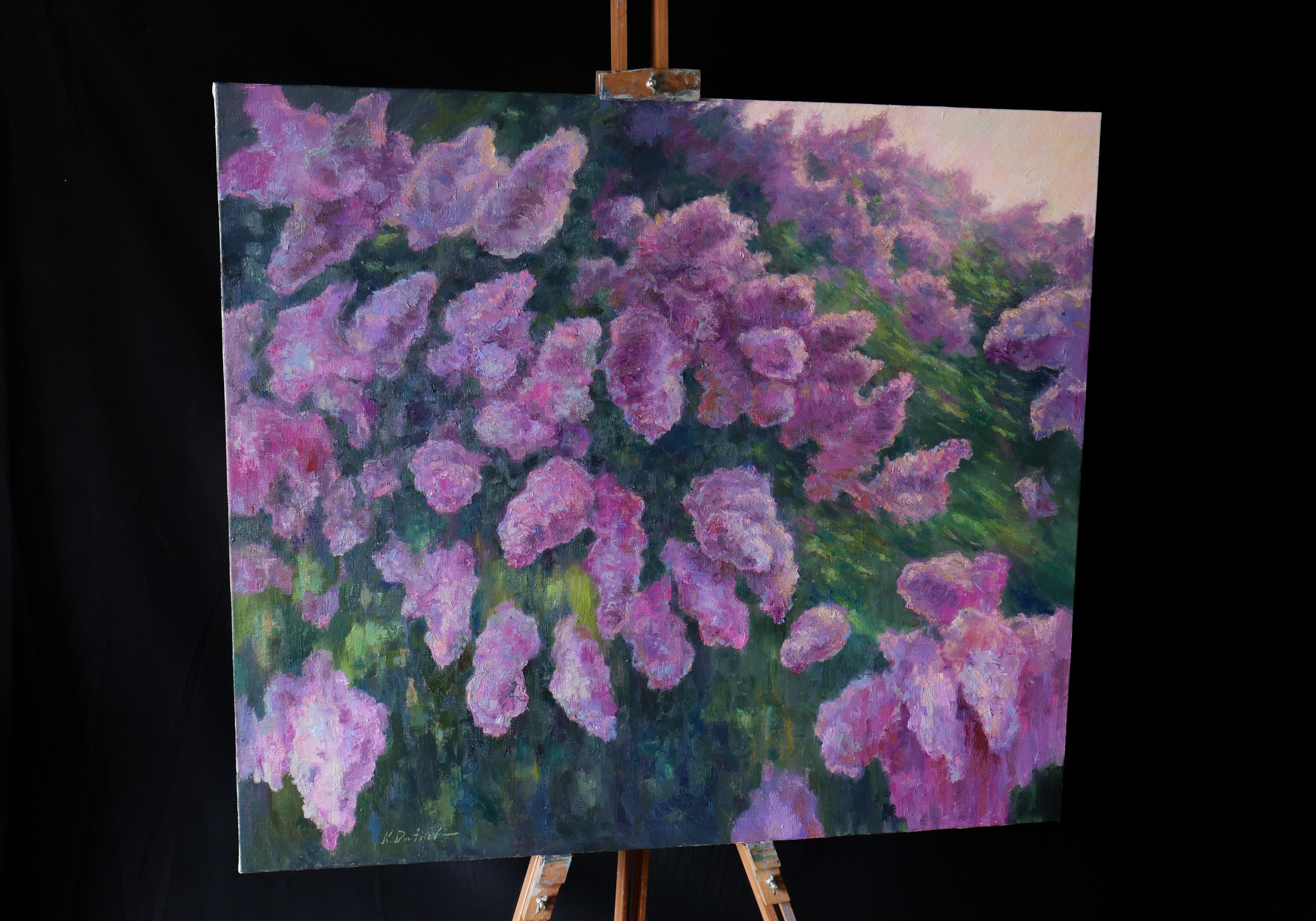 Lilacs Fading Into Light - sunny floral painting For Sale 1