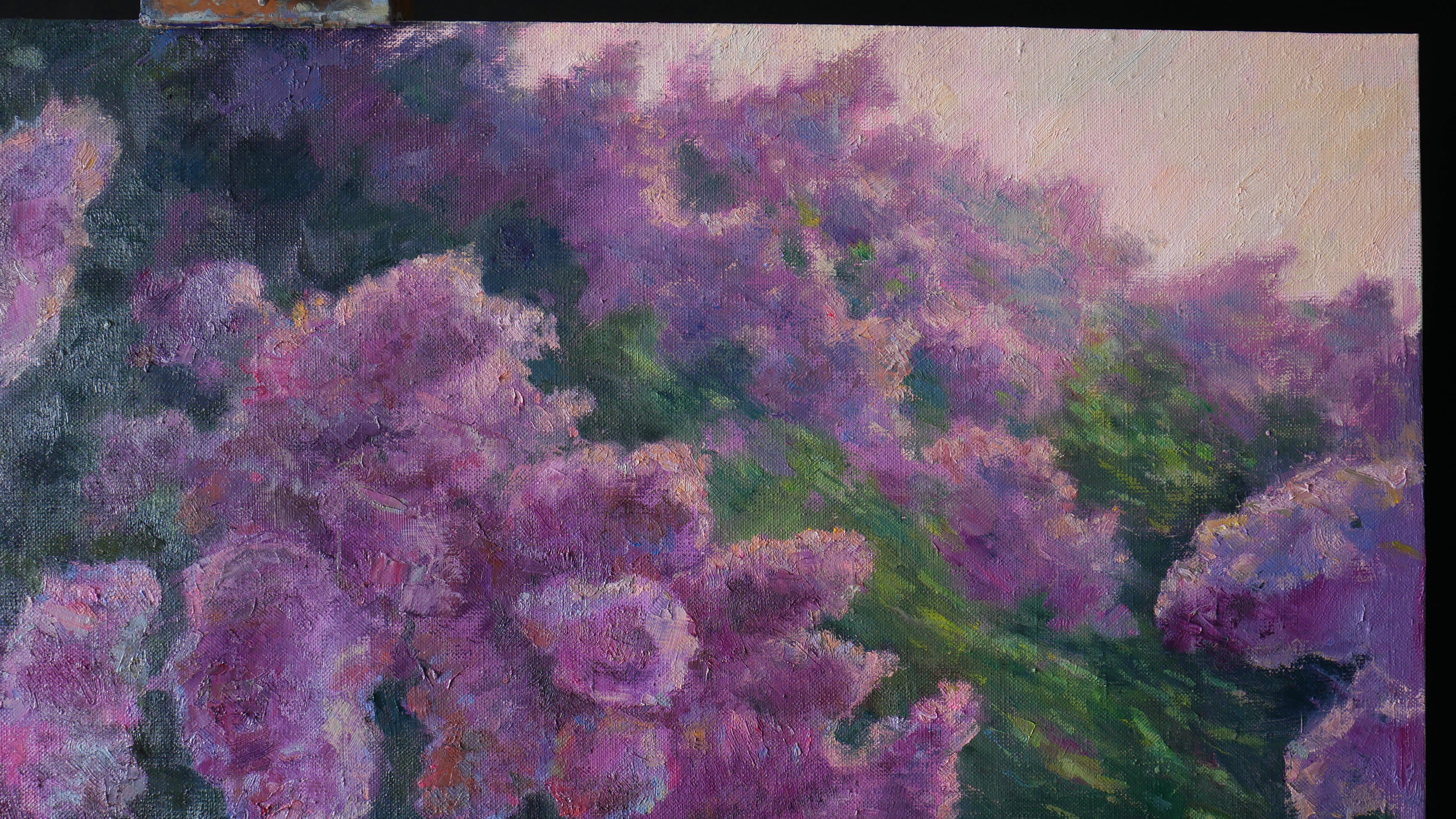 Lilacs Fading Into Light - sunny floral painting For Sale 5