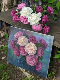 Lush Bouquet Of Peonies - peonies oil painting