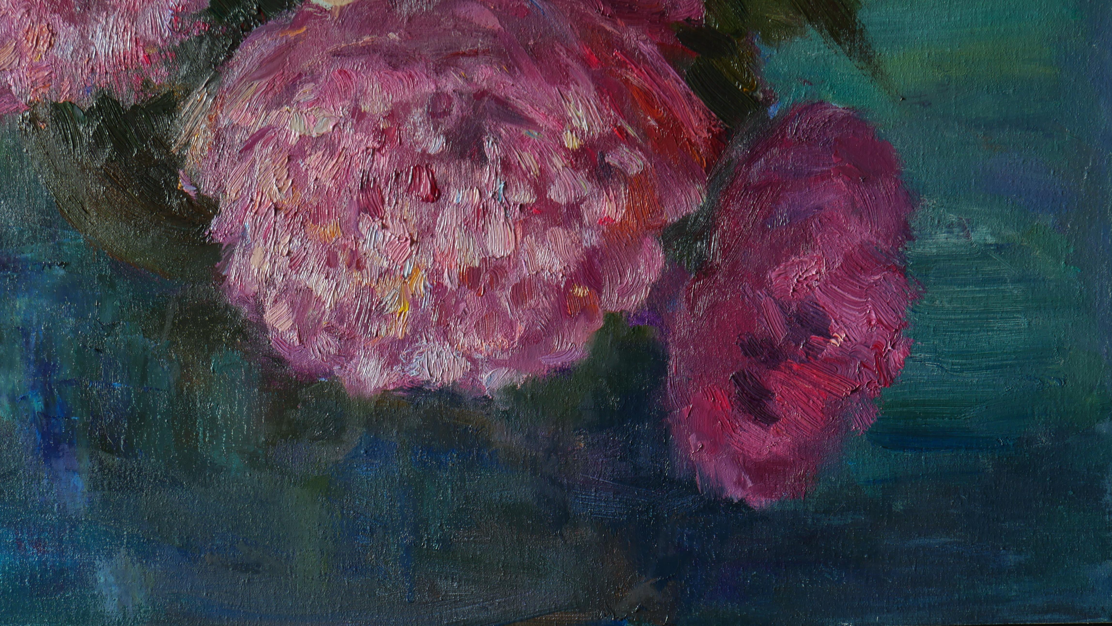 Lush Bouquet Of Peonies - peonies oil painting For Sale 6
