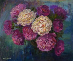 Lush Bouquet Of Peonies - peonies oil painting