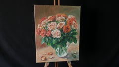 Lush Bouquet Of Roses - impasto still life painting