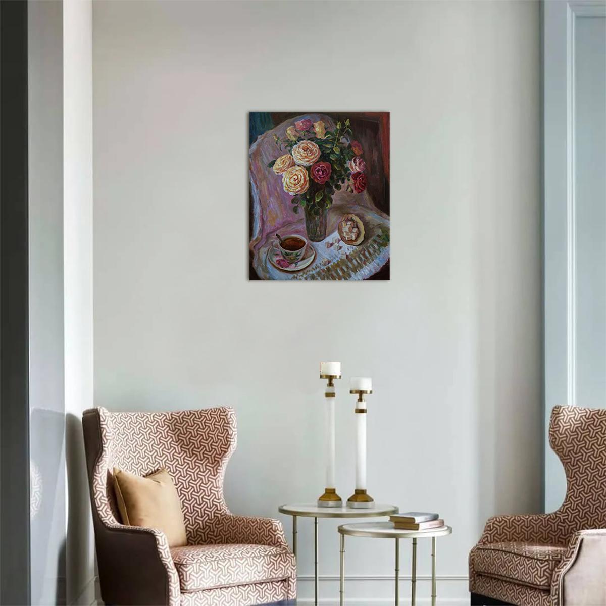 Morning Bouquet Of Roses - floral still life painting For Sale 7