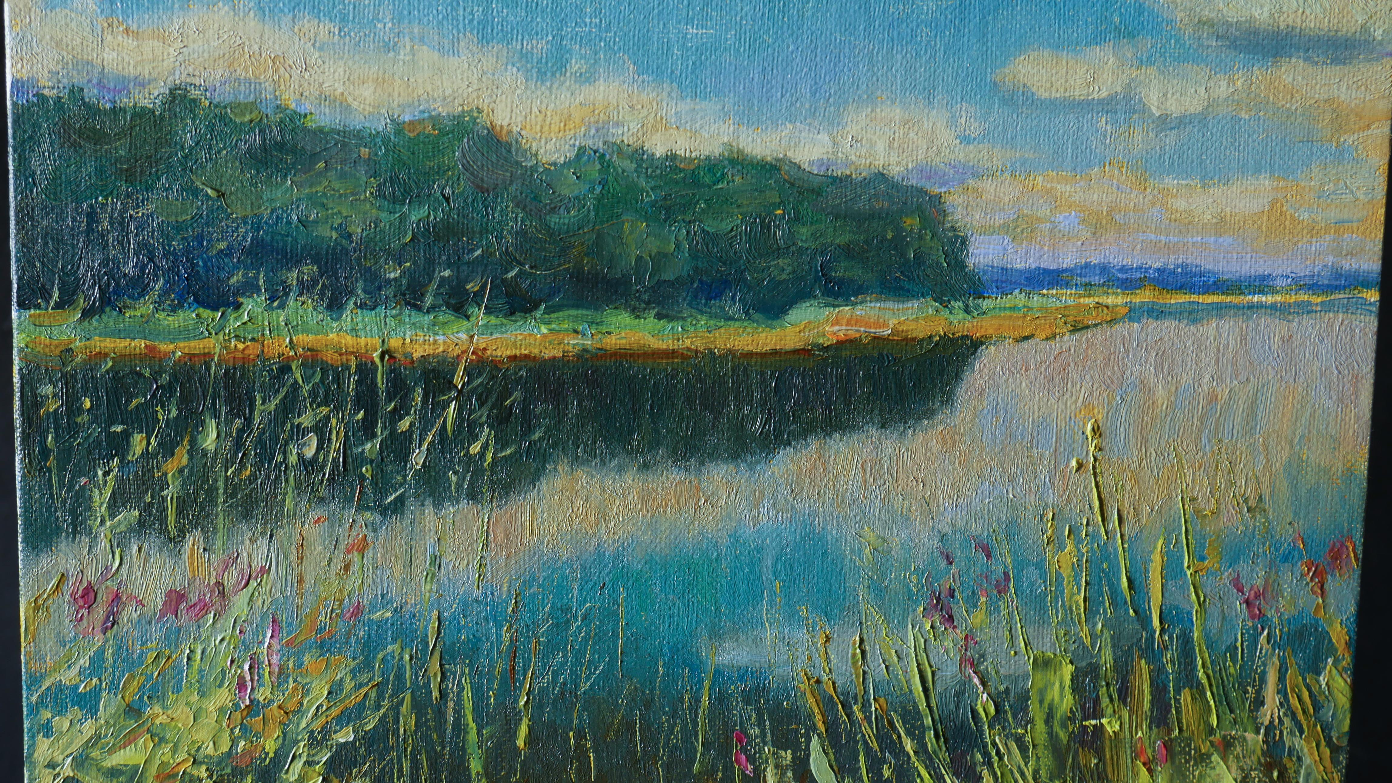 Near The Water - original sunny landscape, painting For Sale 1