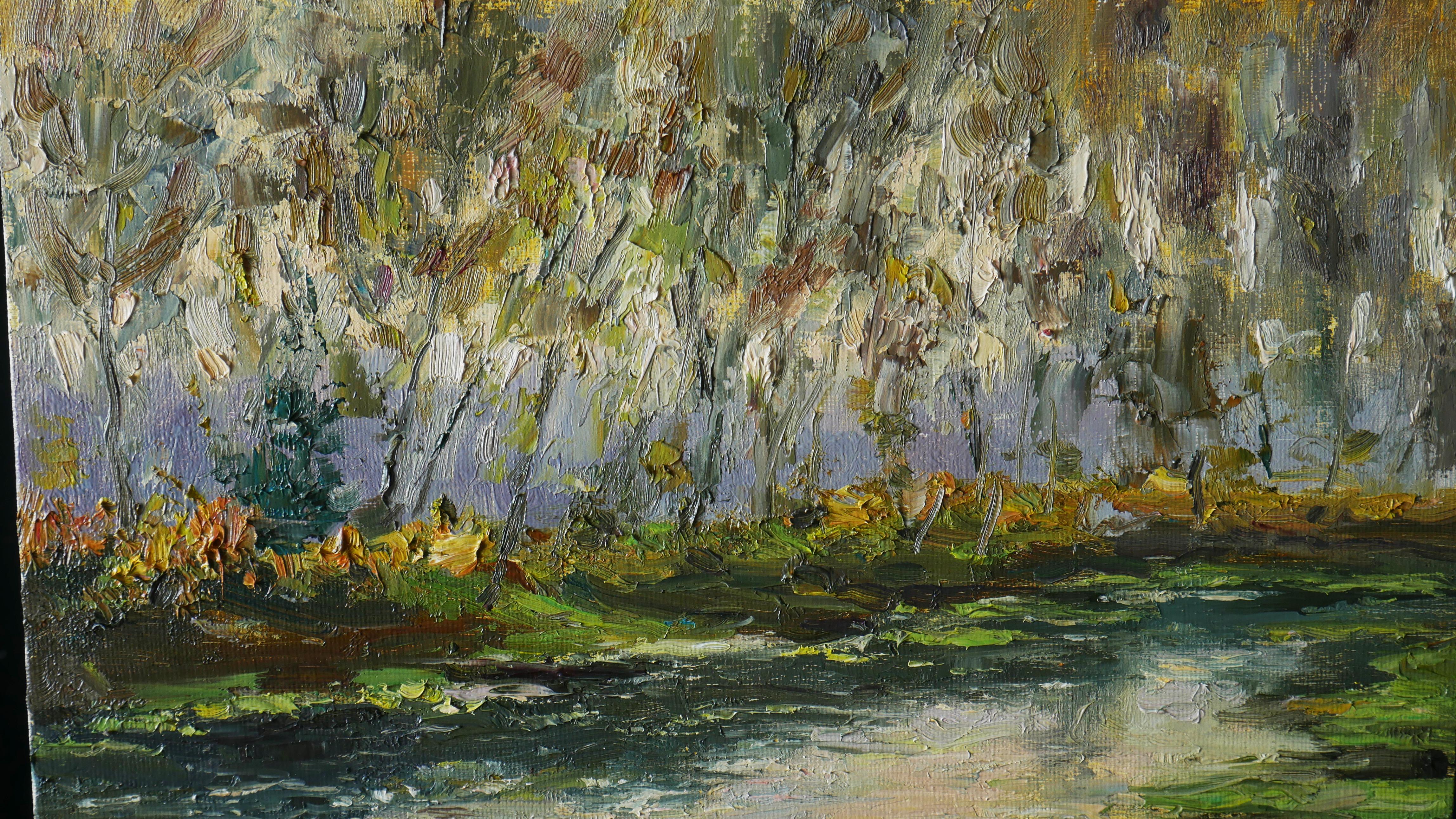 November Sunlight - original sunny landscape, painting For Sale 1