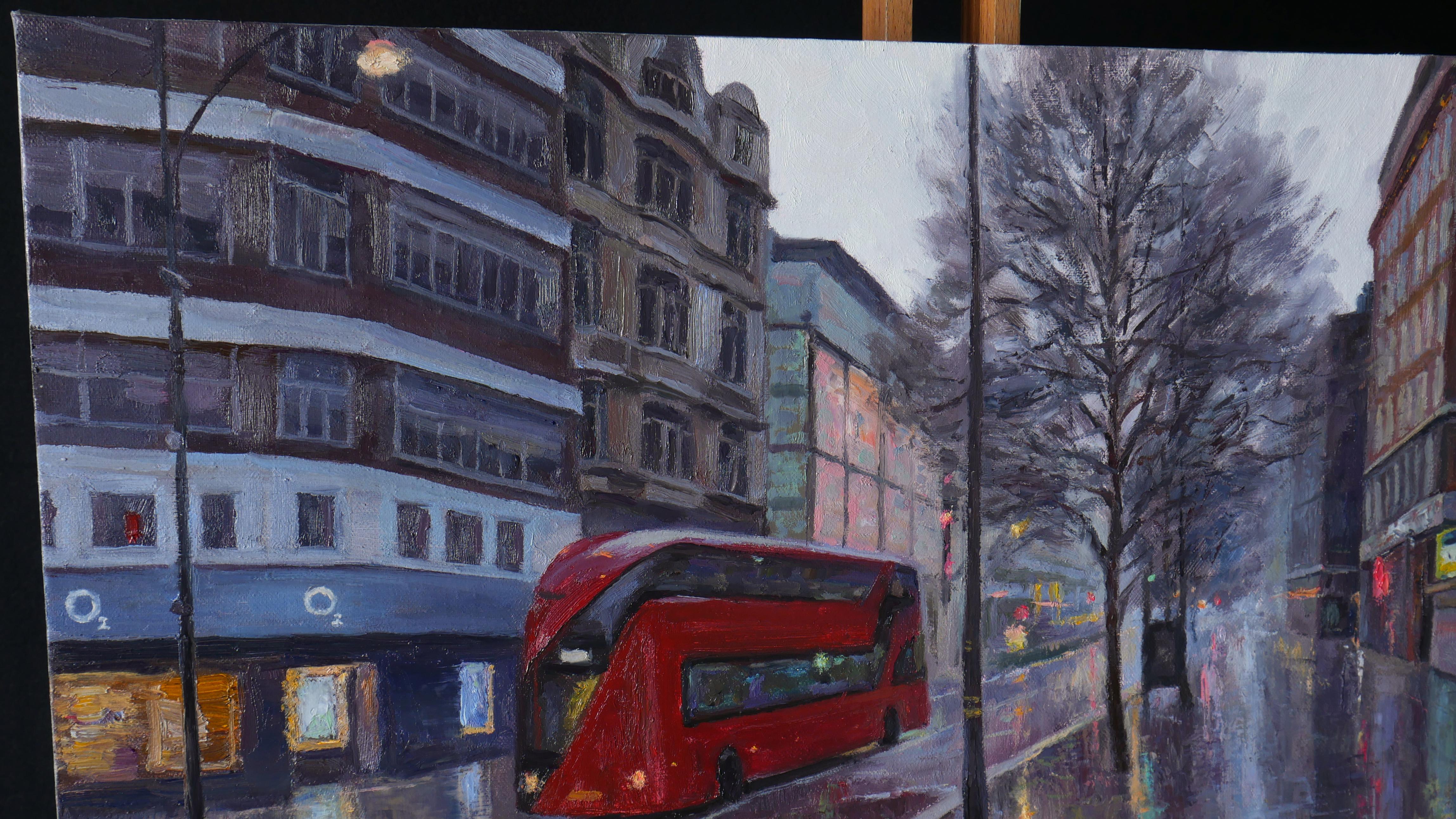 Oxford Street. Londres - pintura original de un paisaje urbano en venta 1