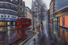 Oxford Street. Londres - peinture originale de paysage urbain