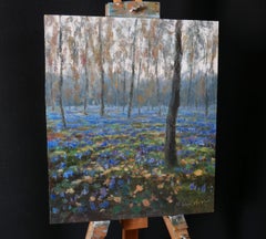 Primroses Of The April Forest. Oil painting