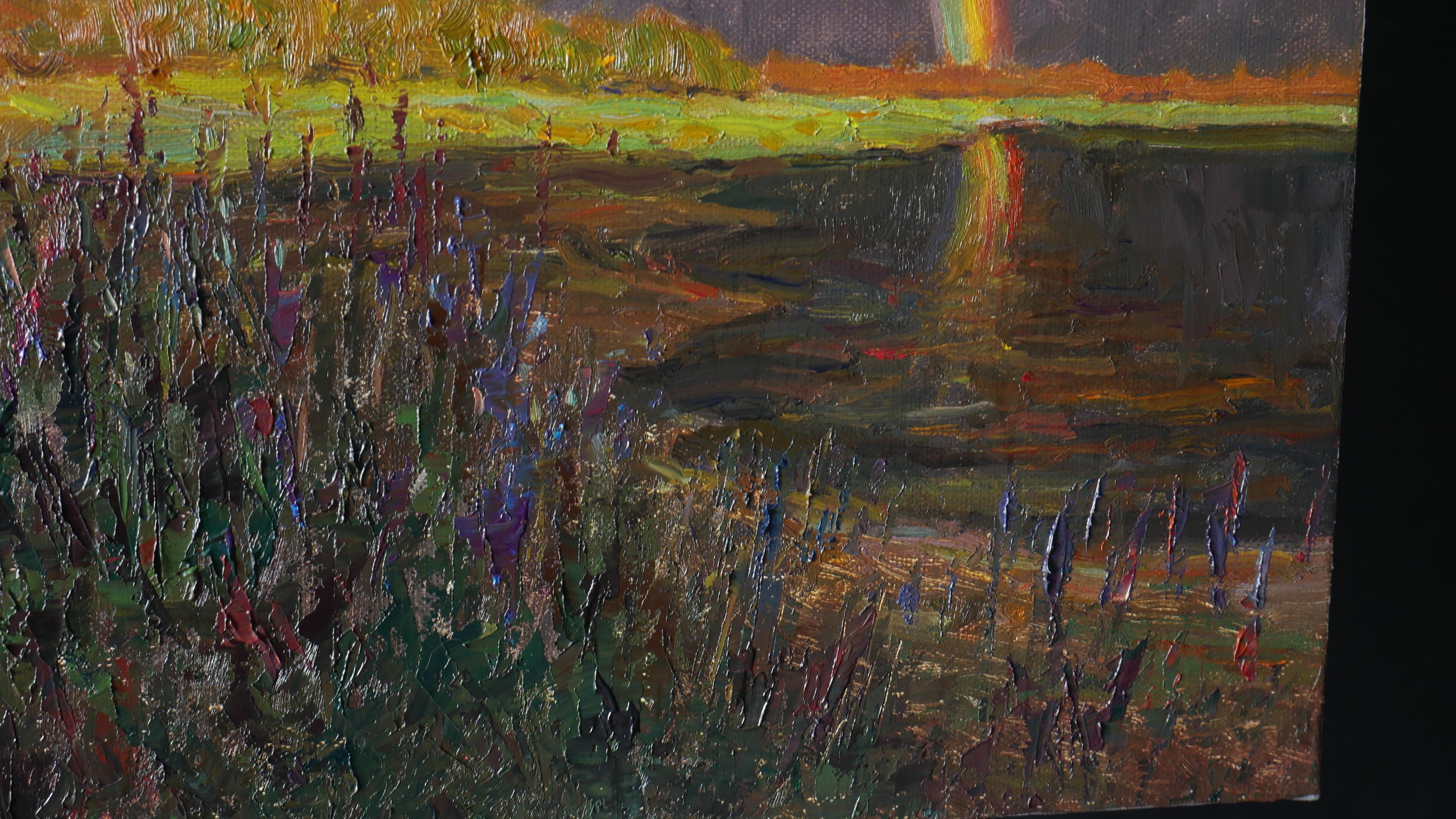 Rainbow. After Rain - original landscape painting For Sale 5