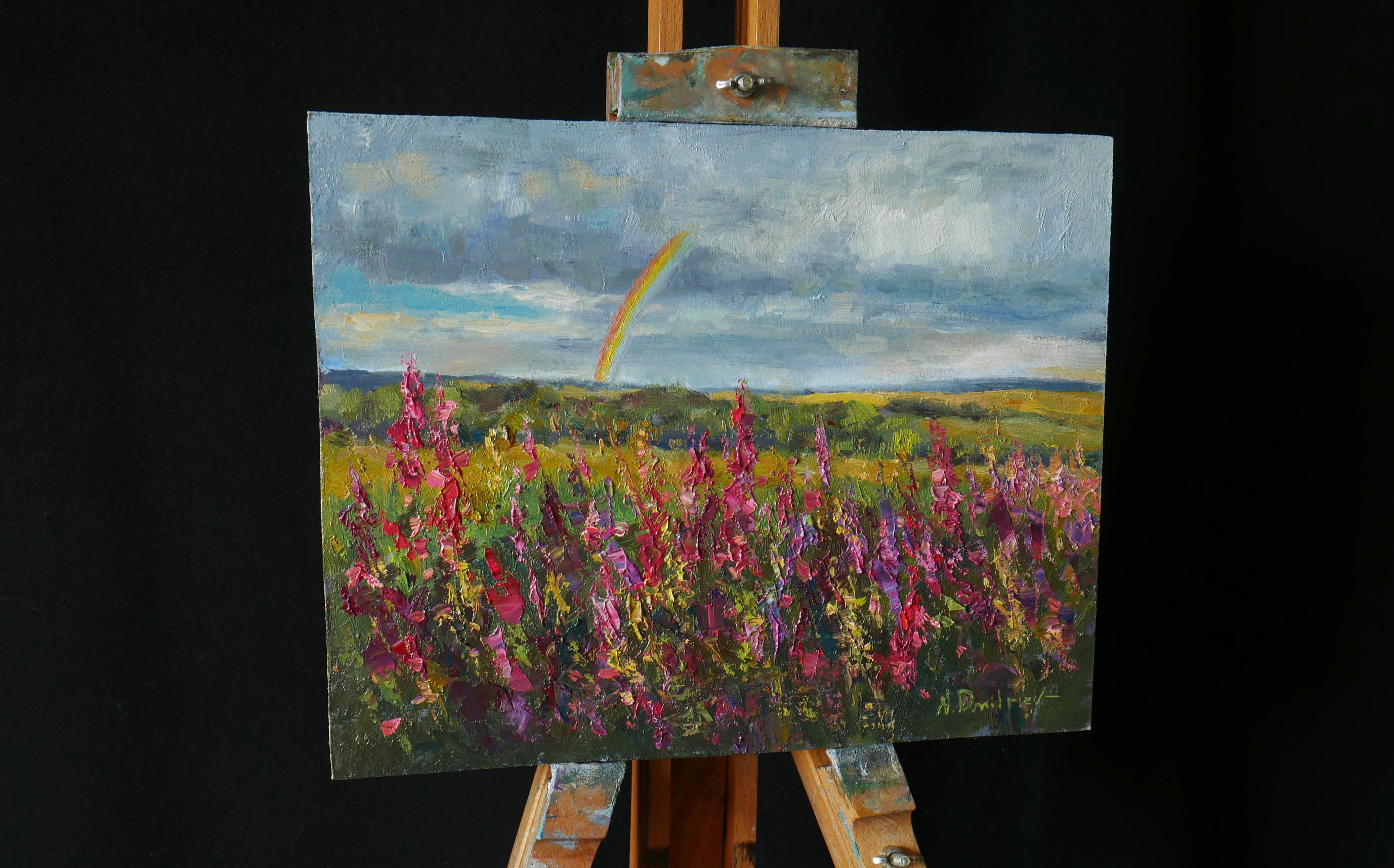 Arco iris sobre campos soleados - Painting de Nikolay Dmitriev