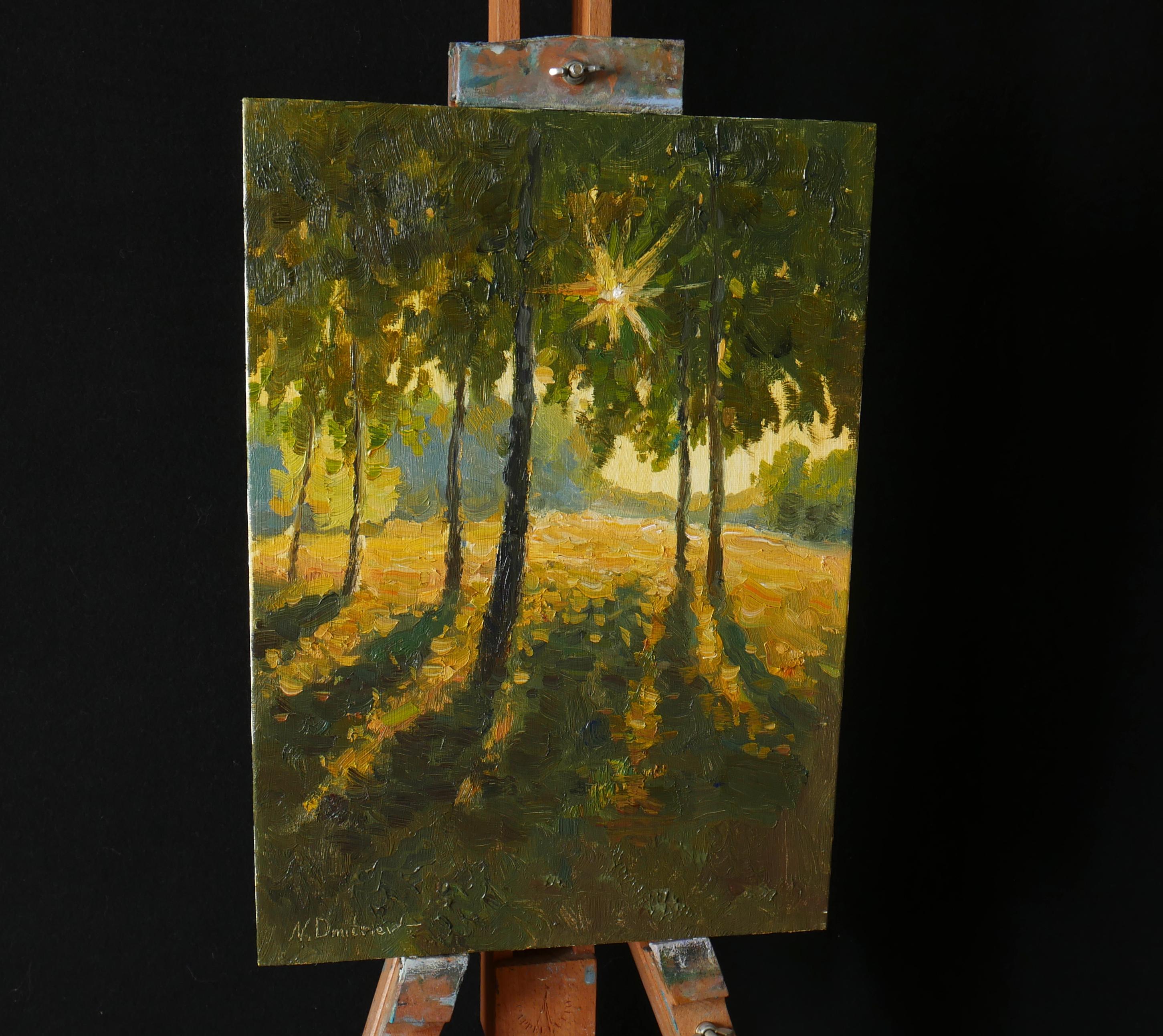 Rays Of The Evening Sun. Ölgemälde (Braun), Landscape Painting, von Nikolay Dmitriev