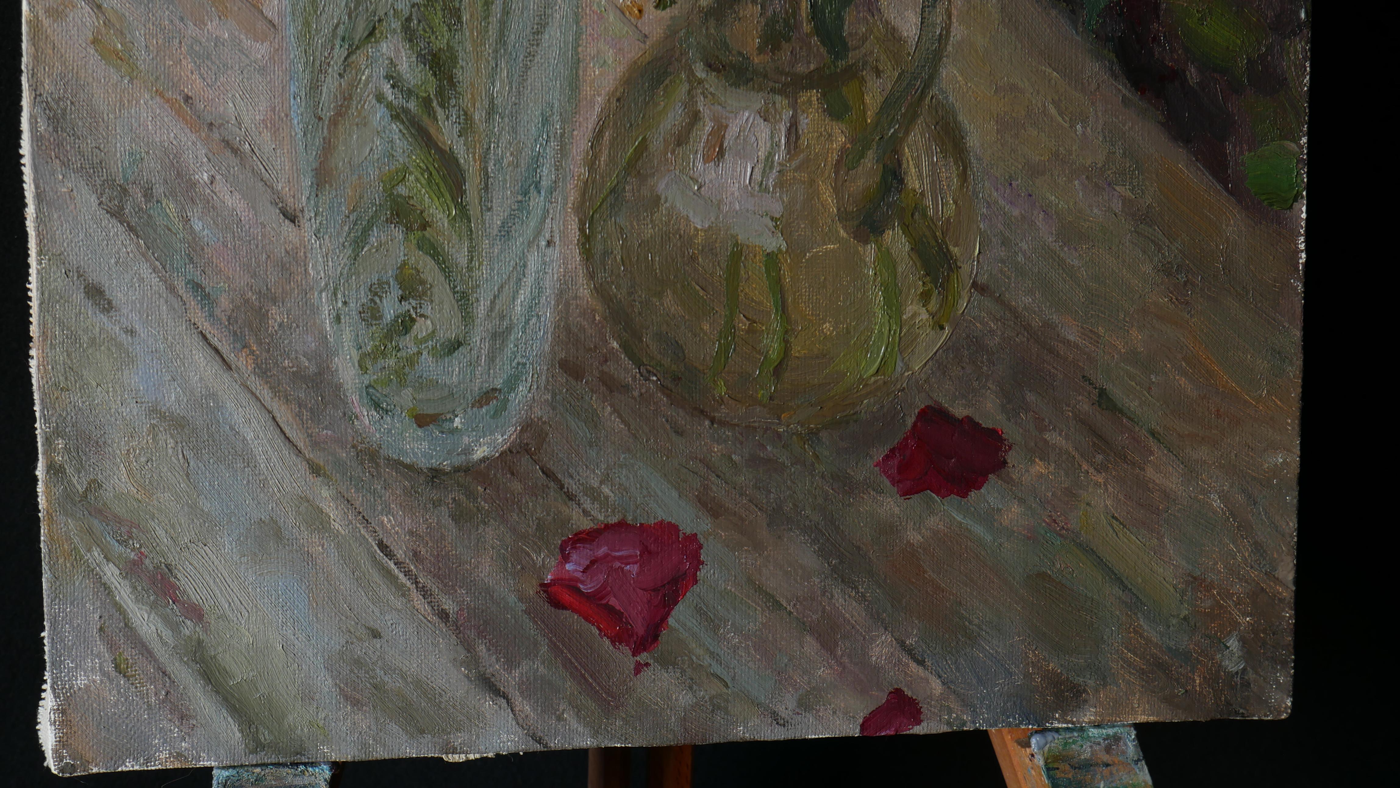 Roses In Vases - still life painting For Sale 2