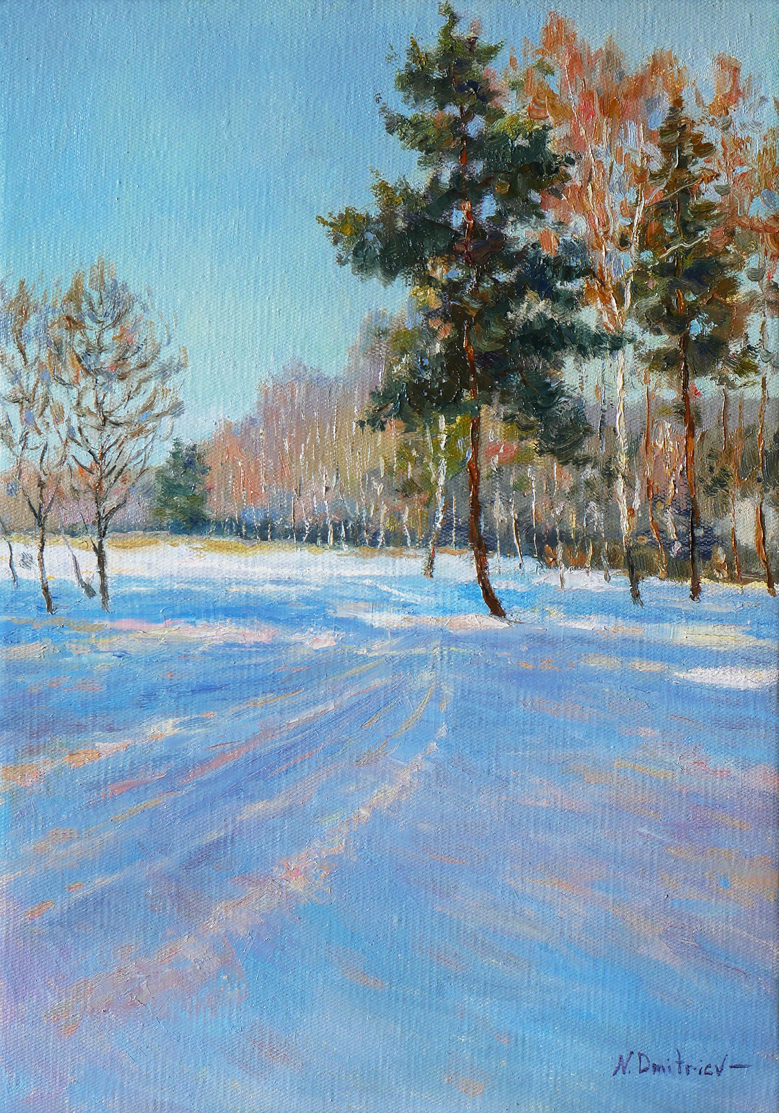 Nikolay Dmitriev Landscape Painting - Shadows Of Sunny February