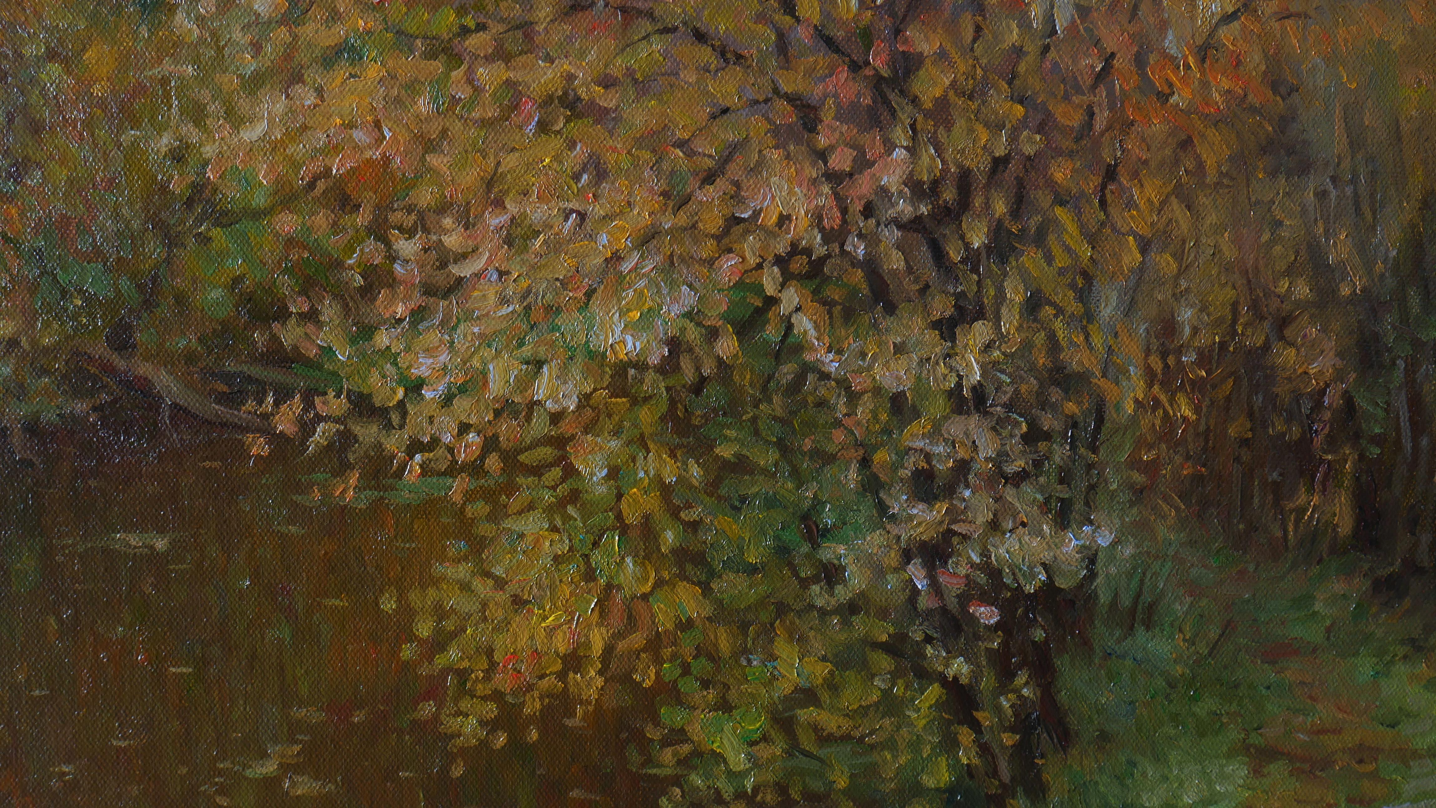 Silence of Autumn - peinture de paysage d'automne en vente 1
