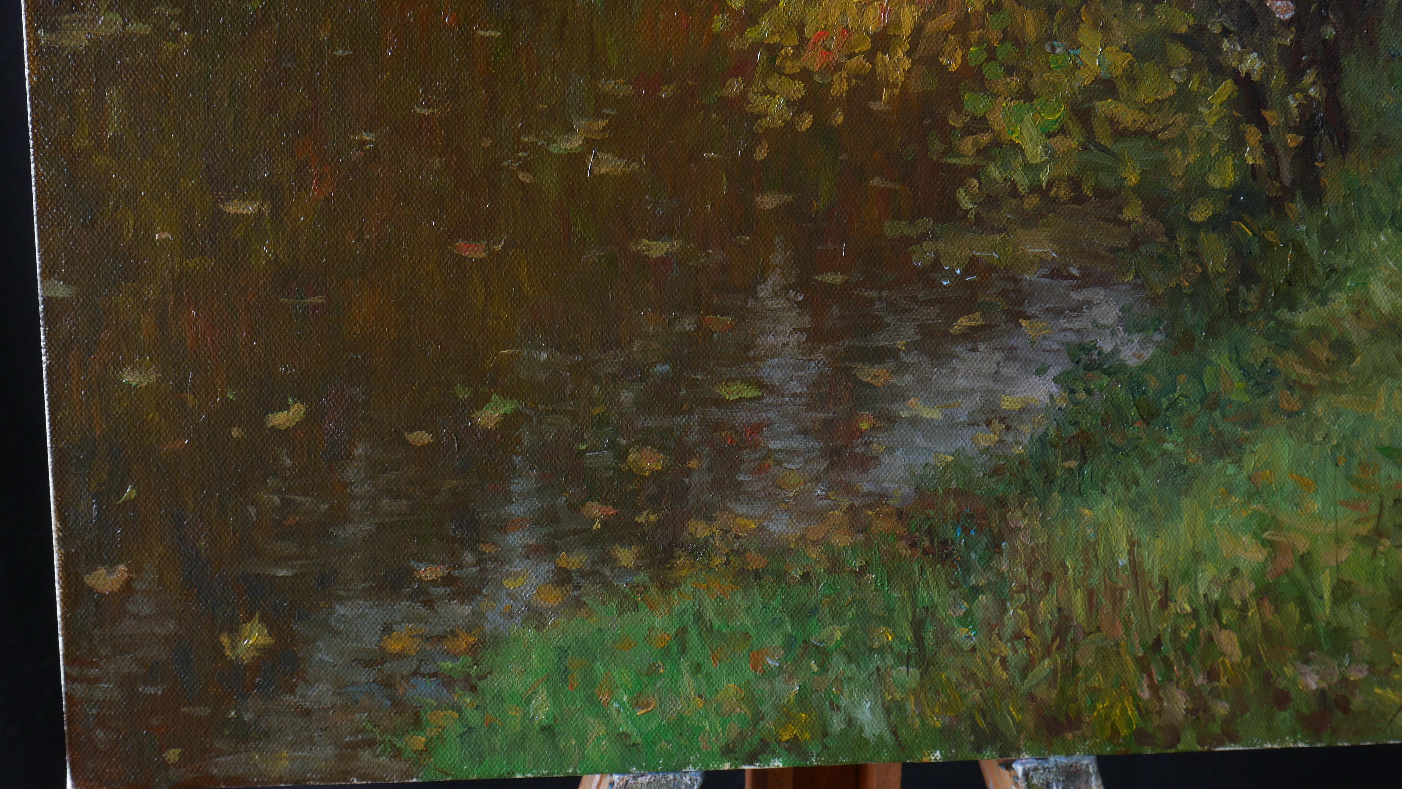 Silence Of Autumn - Fluss-Herbst-Landschaftsgemälde im Angebot 3