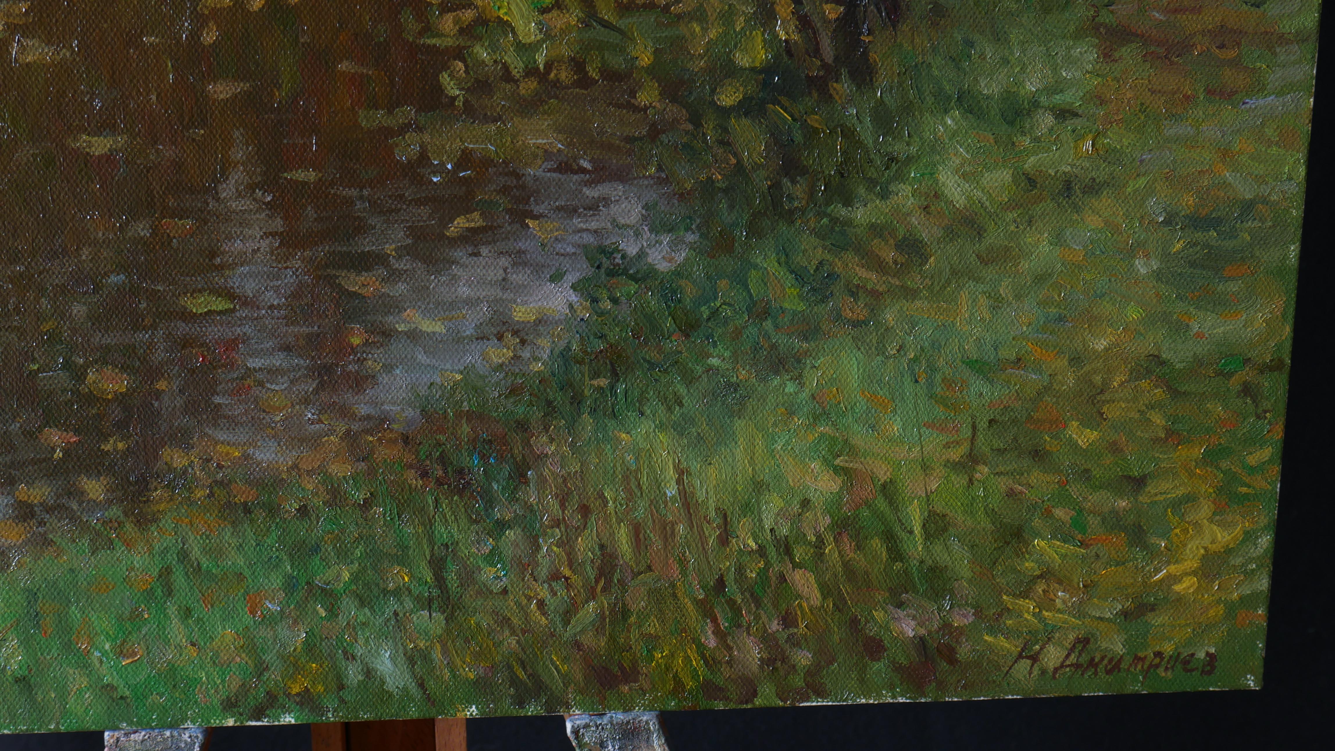 Silence Of Autumn - river autumn landscape painting For Sale 4