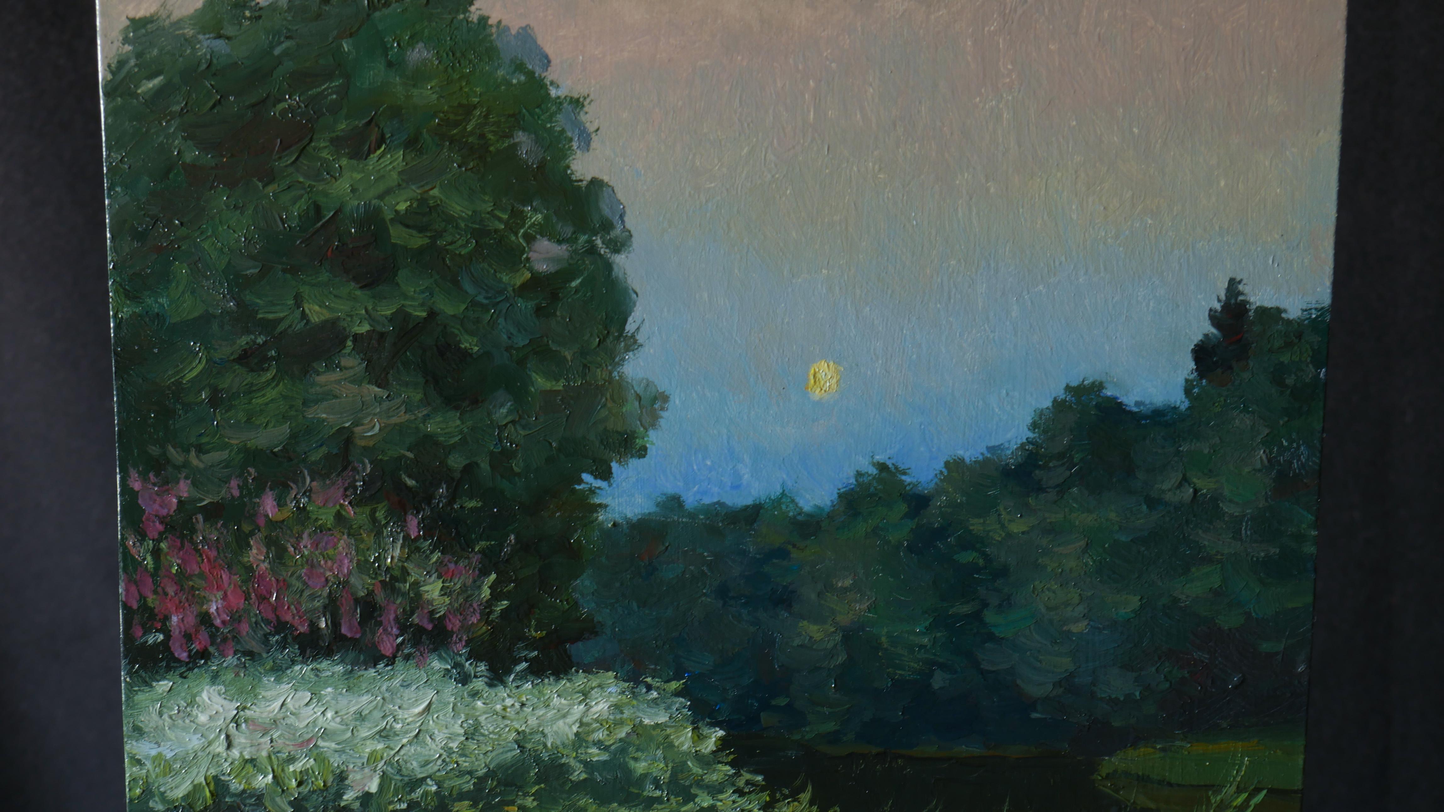 Summer Twilights - original landscape painting - Impressionist Painting by Nikolay Dmitriev