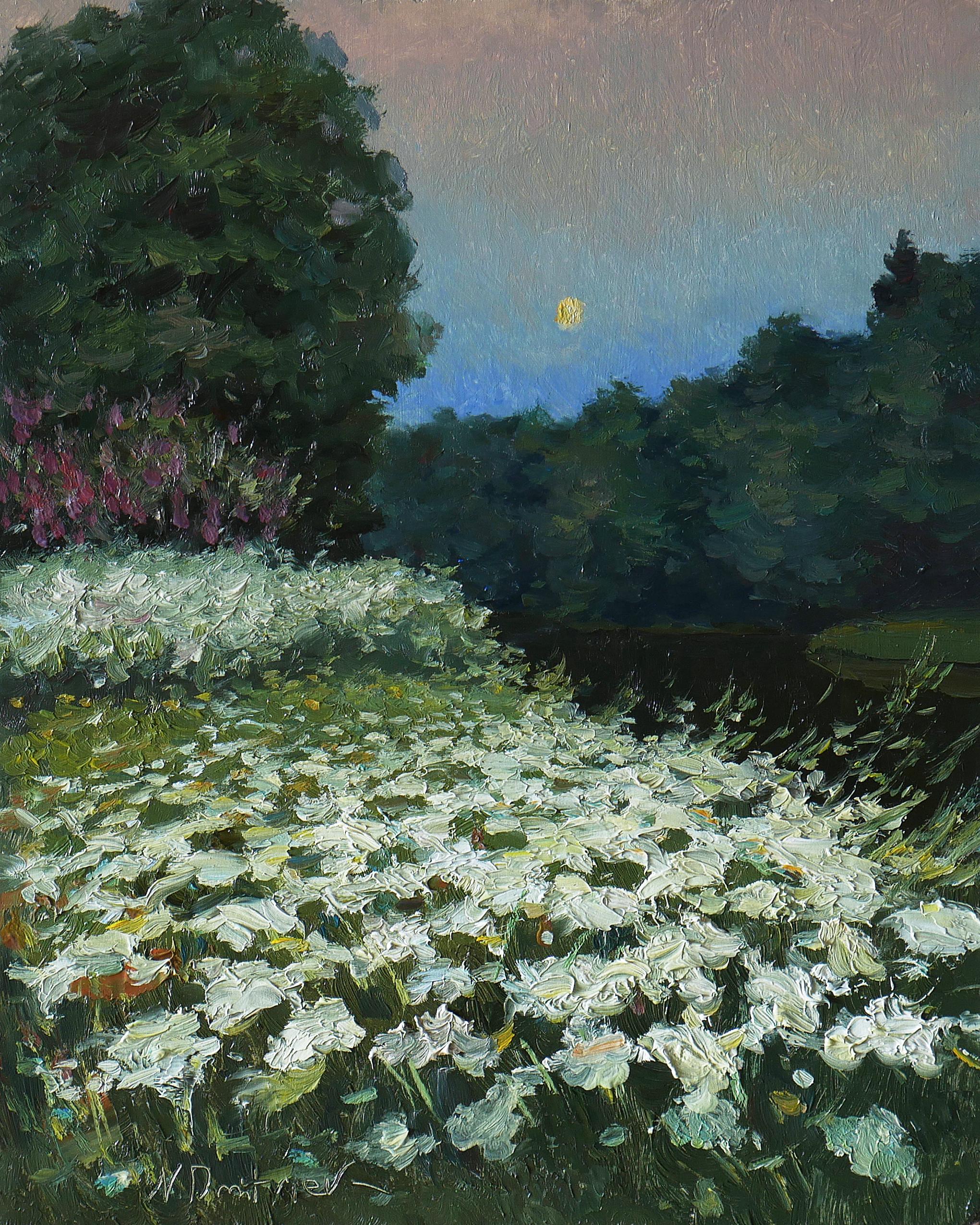 Nikolay Dmitriev Interior Painting - Summer Twilights - original landscape painting