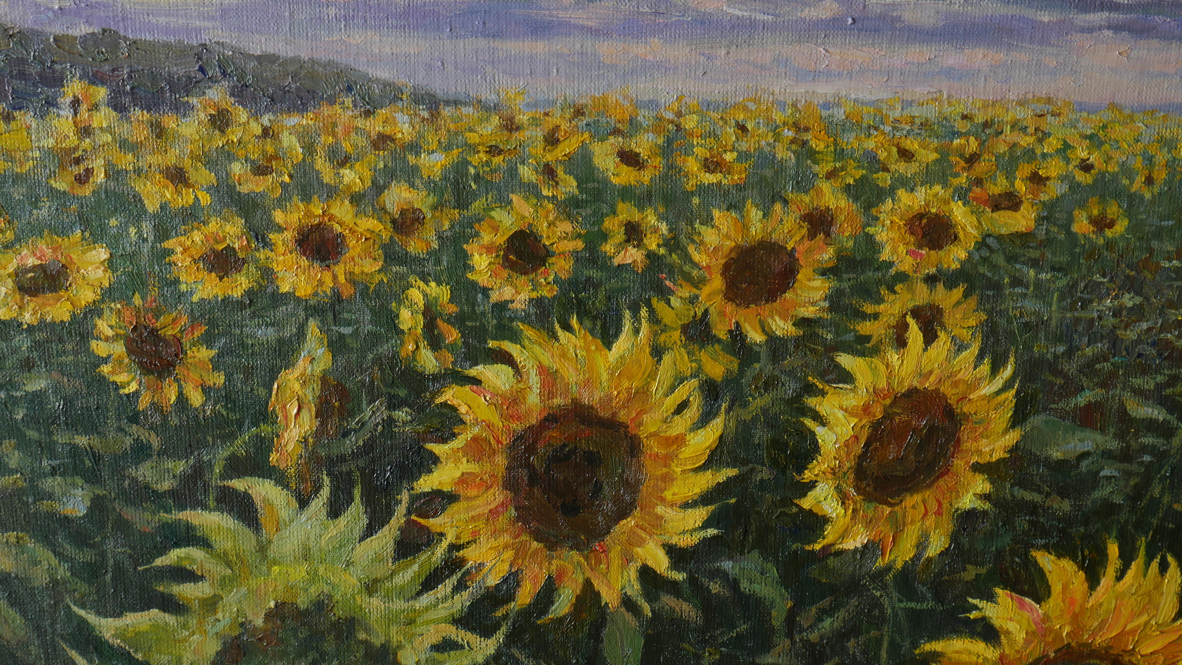 Campo de girasoles - pintura original de paisaje 5