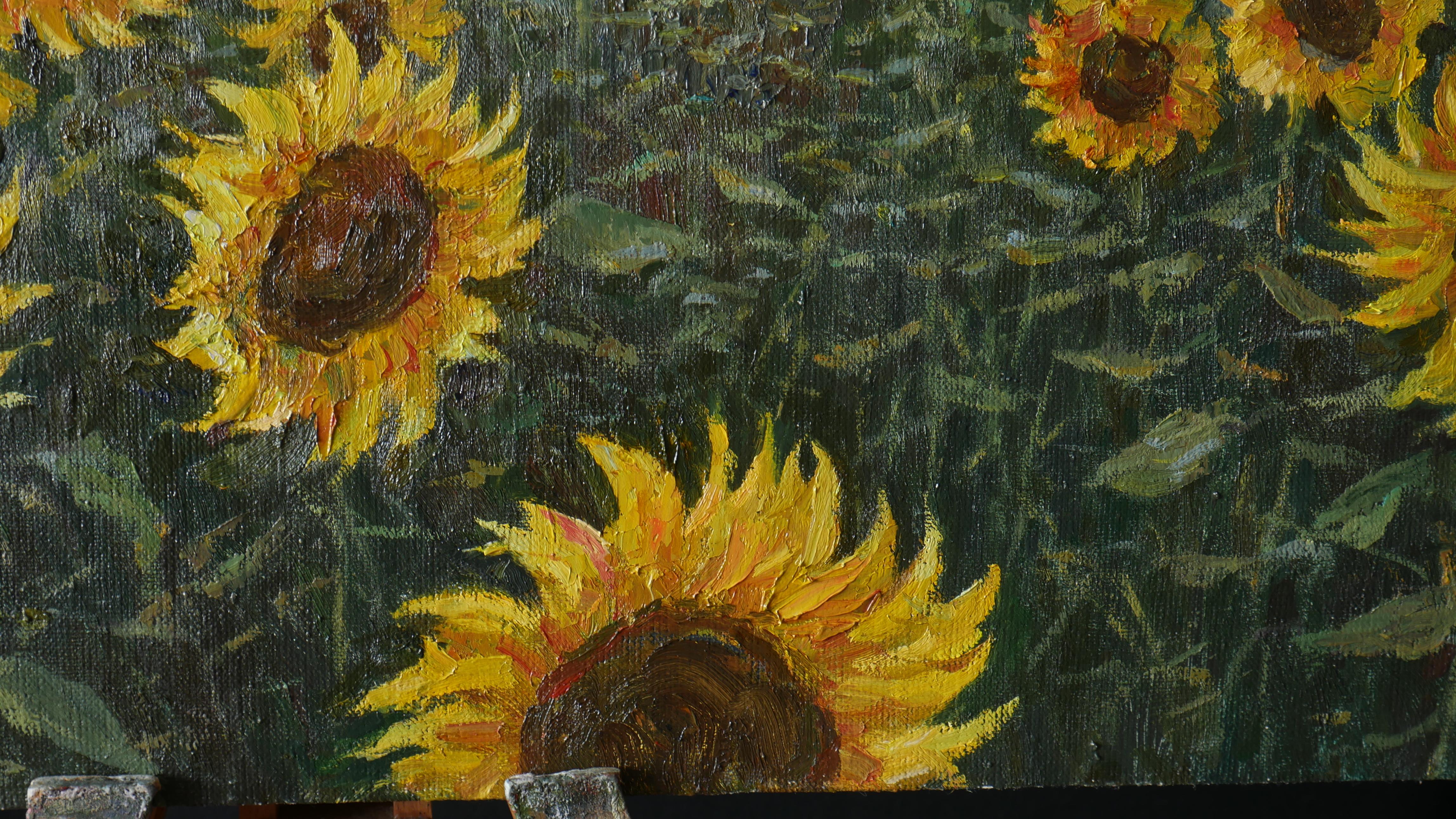 Campo de girasoles - pintura original de paisaje 7