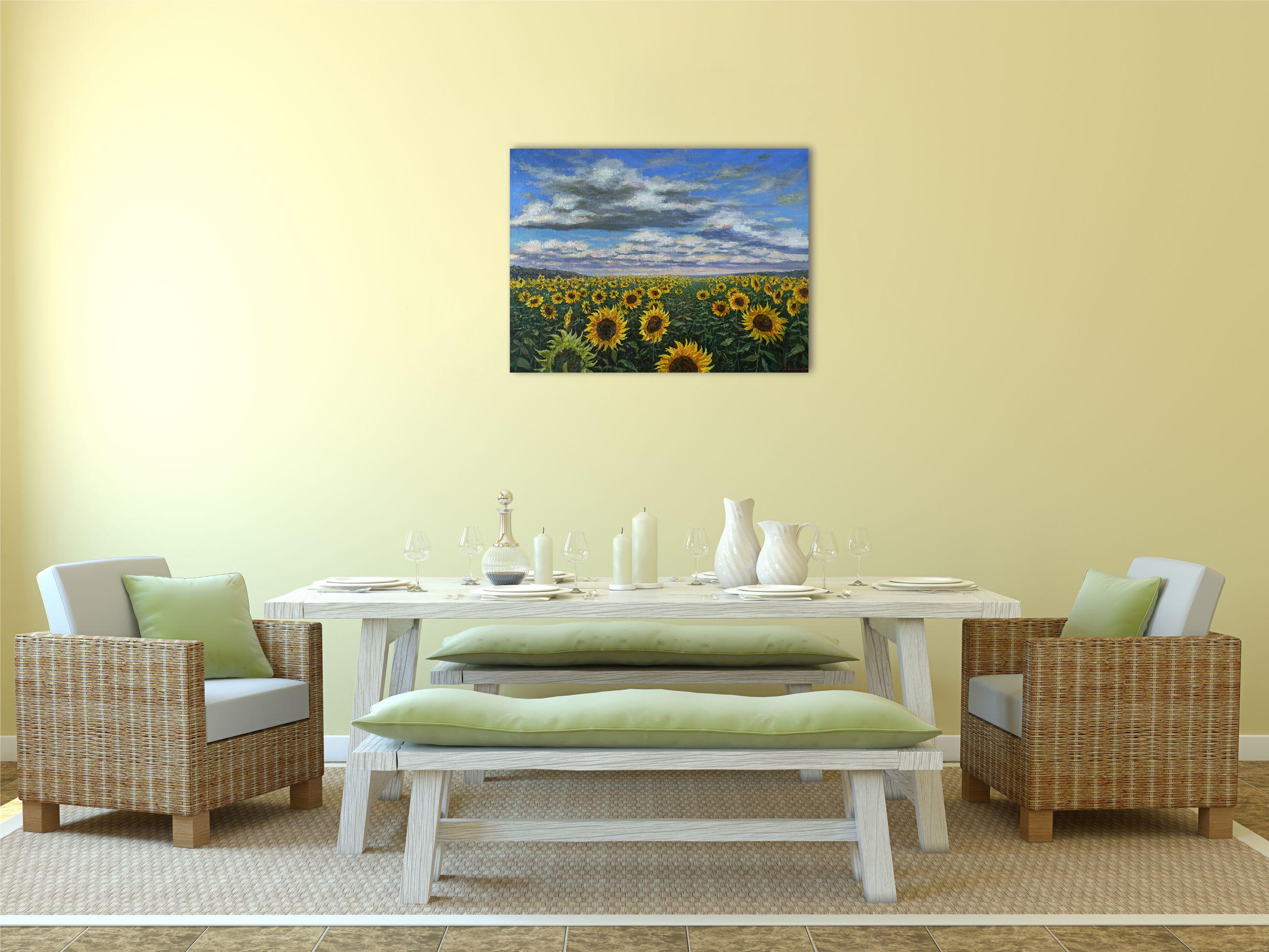 Campo de girasoles - pintura original de paisaje 10