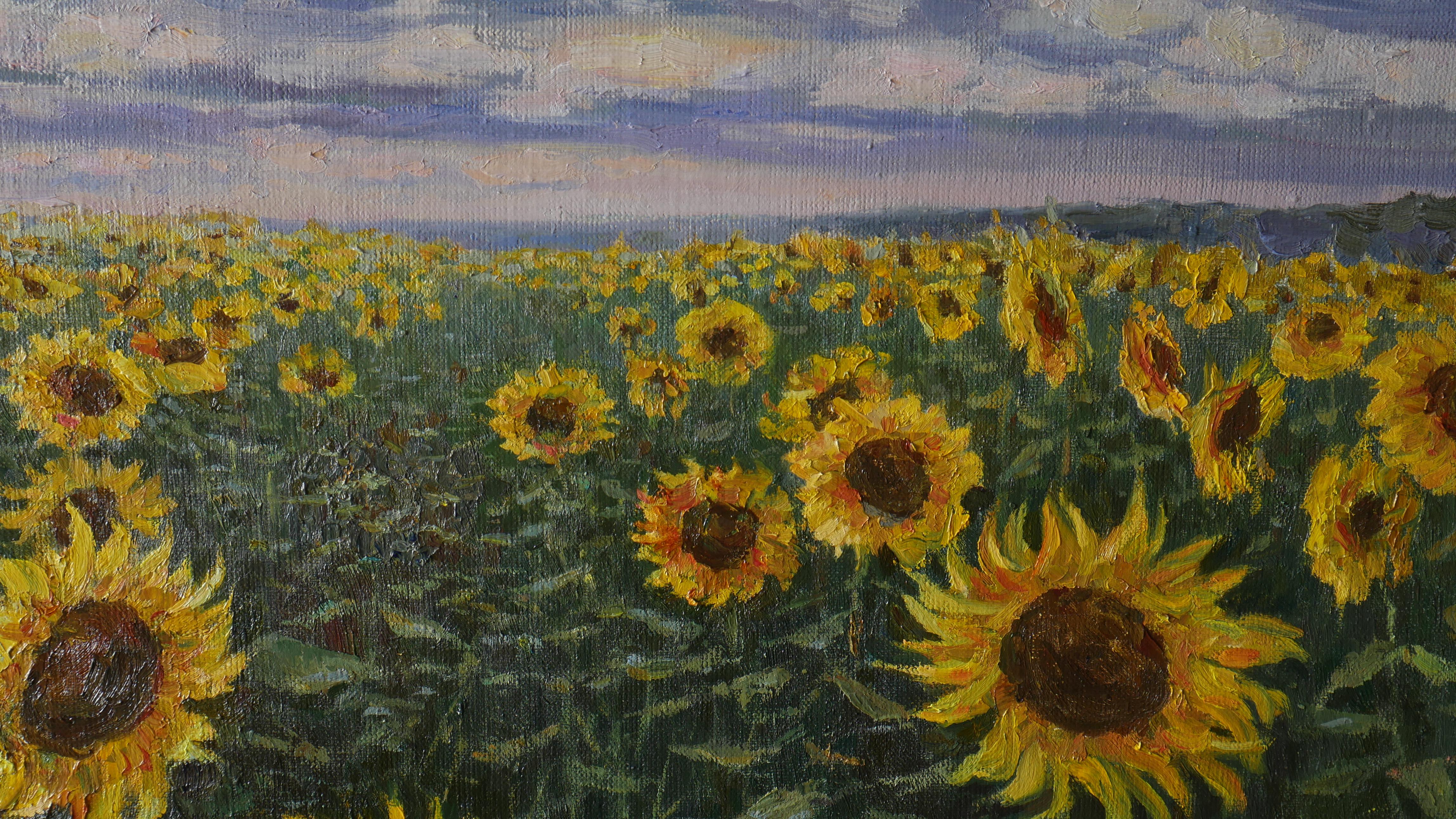 Campo de girasoles - pintura original de paisaje 4