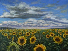 Campo de girasoles - pintura original de paisaje