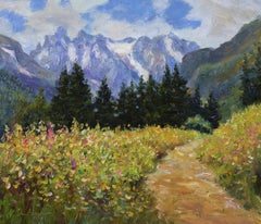 Sunny day in the mountains - mountains painting