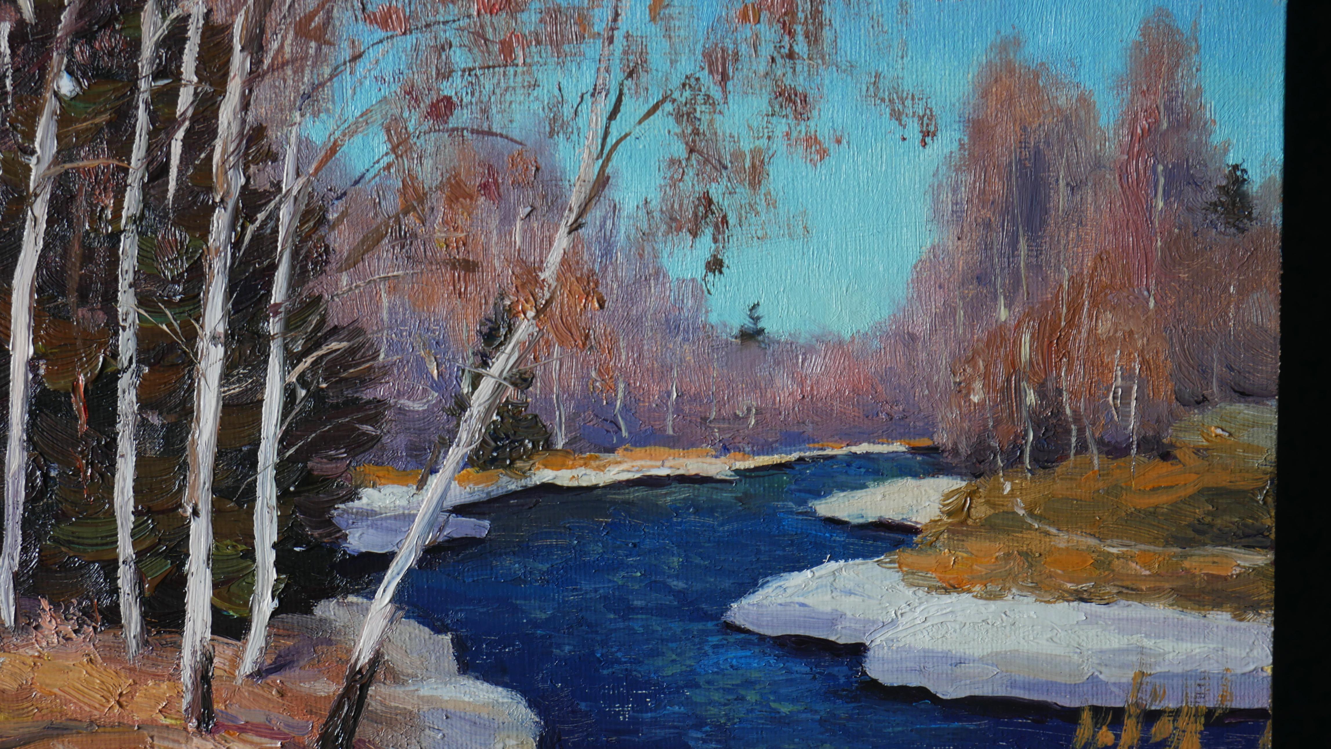 Sunny Early Spring - original landscape, painting For Sale 1