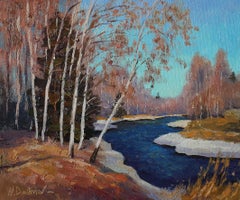 Sunny Early Spring – Original-Landschaft, Gemälde