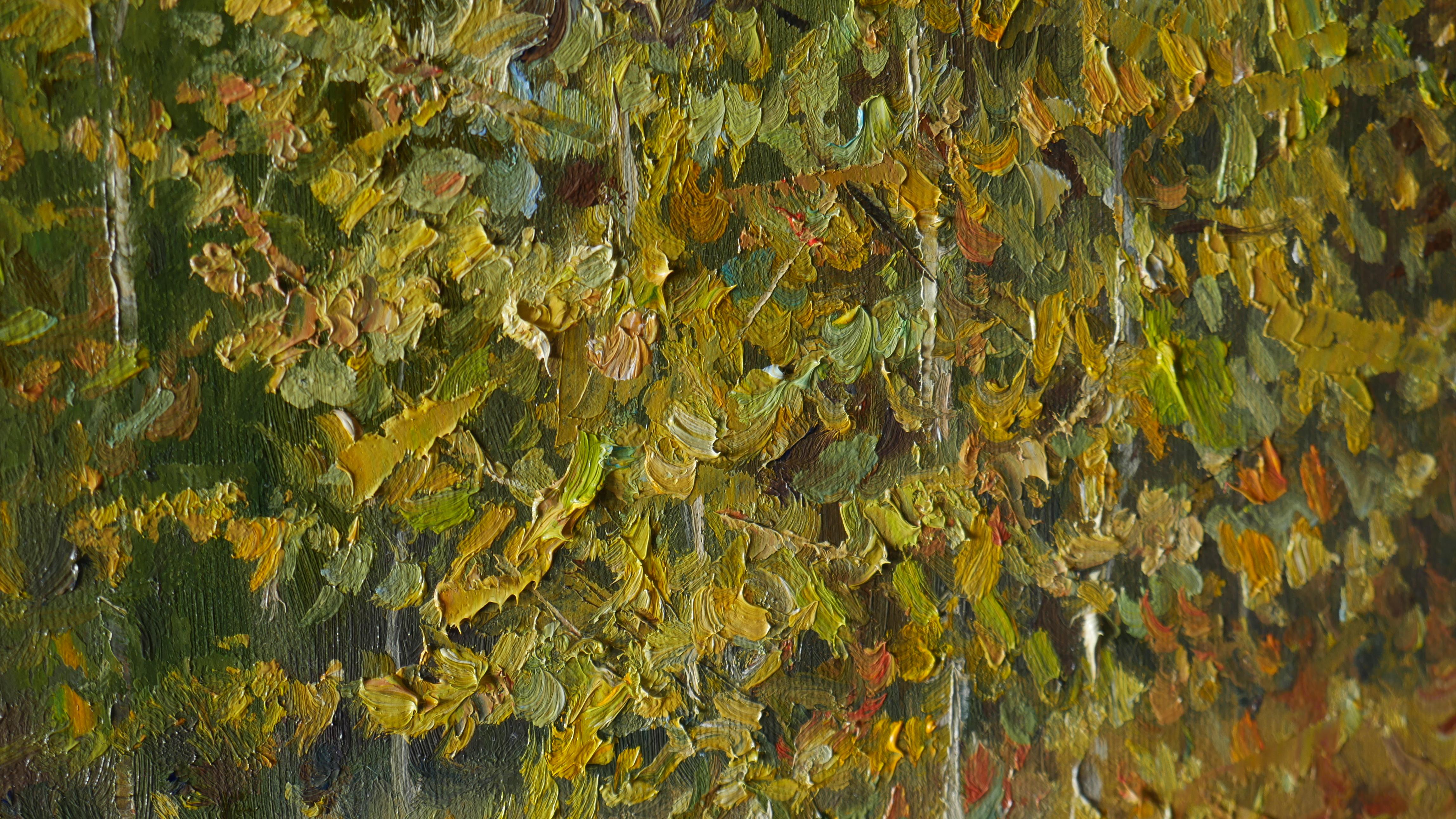 Sunny Golden Autumn - Peinture de paysage d'automne originale en vente 6