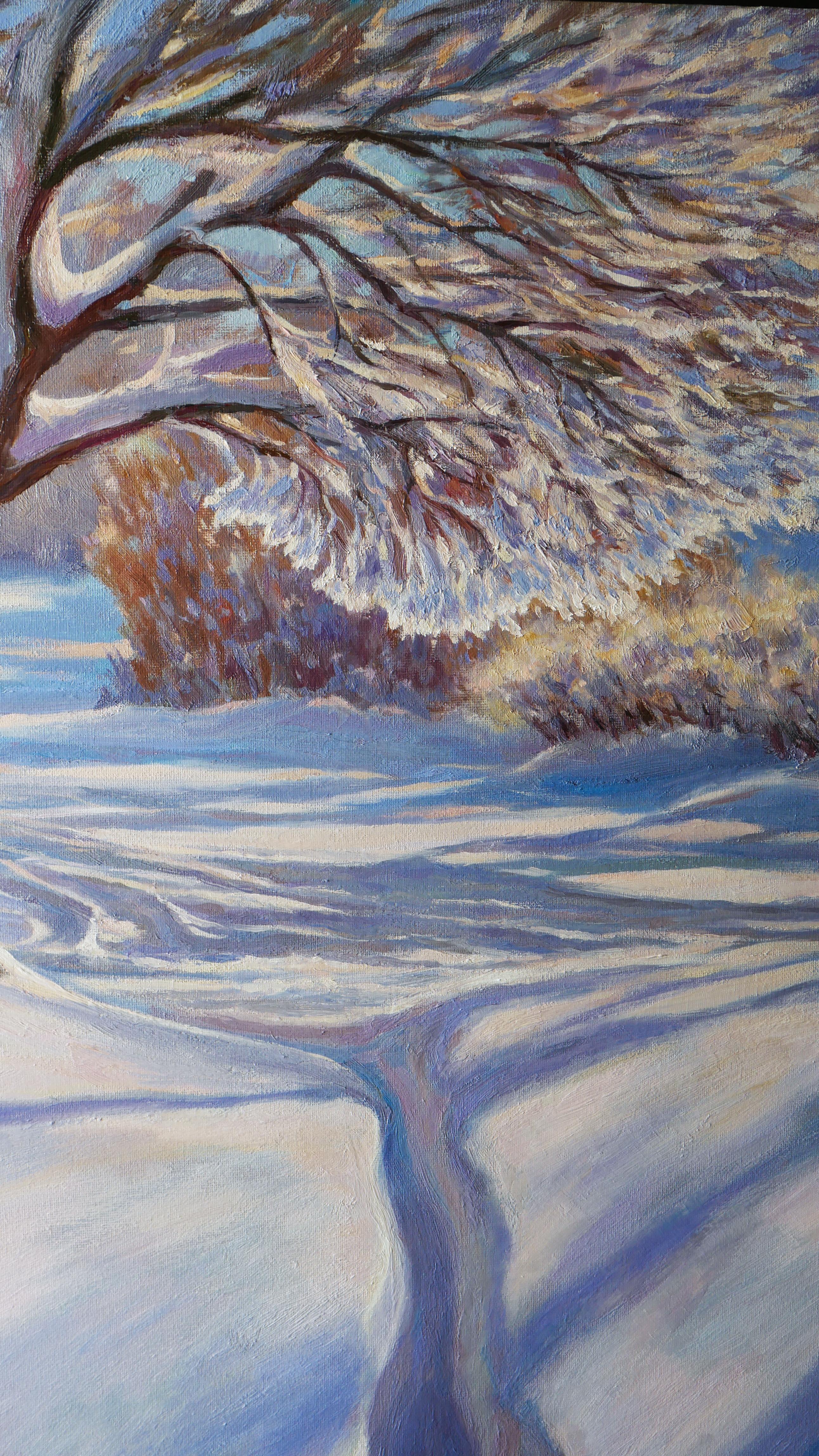 Sunny Lace Of Winter – Original Ölgemälde im Angebot 1