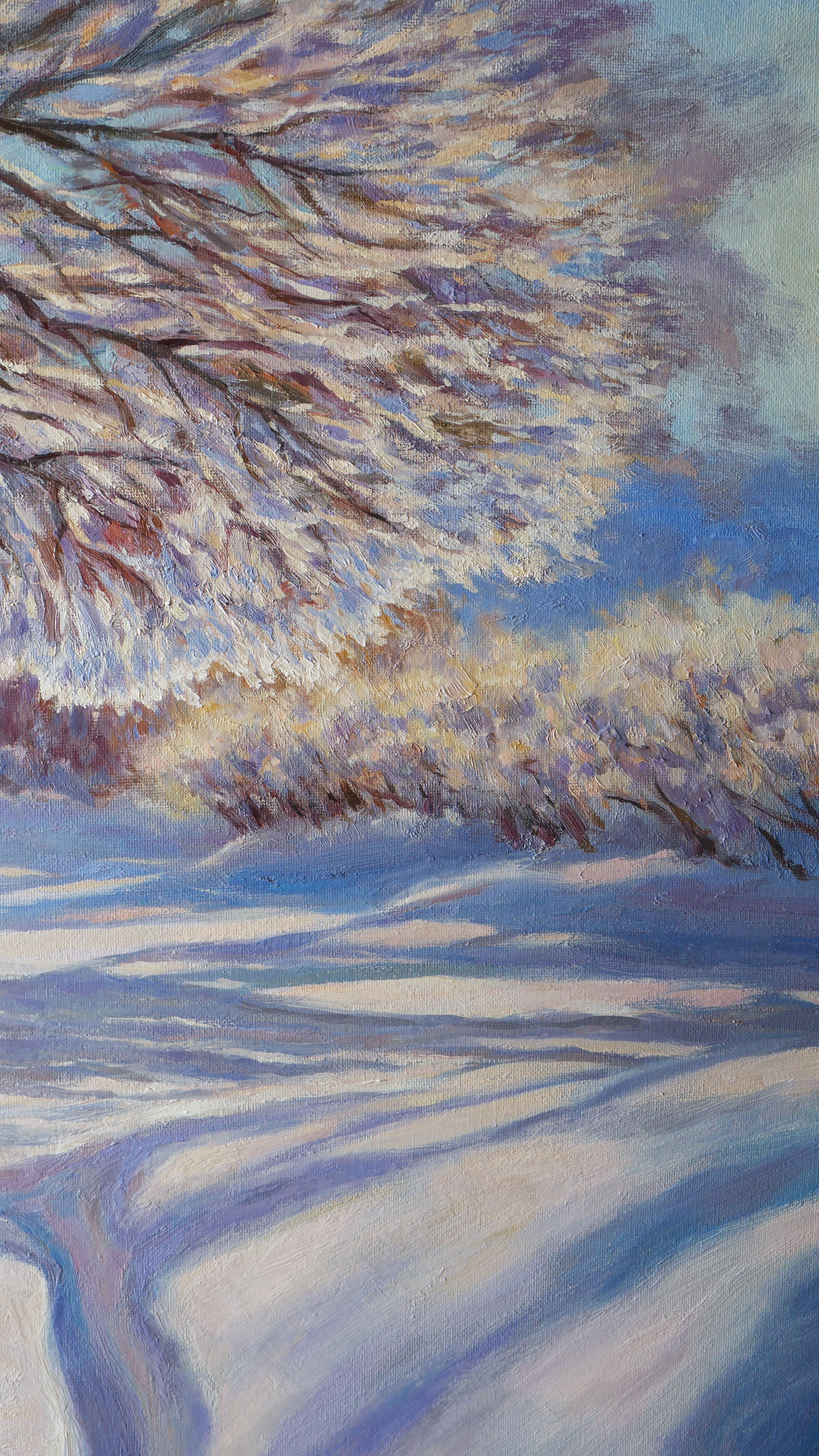 Sunny Lace Of Winter – Original Ölgemälde im Angebot 2
