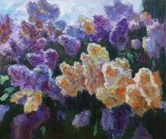 Branches lilas Sunny - peinture originale en lilas